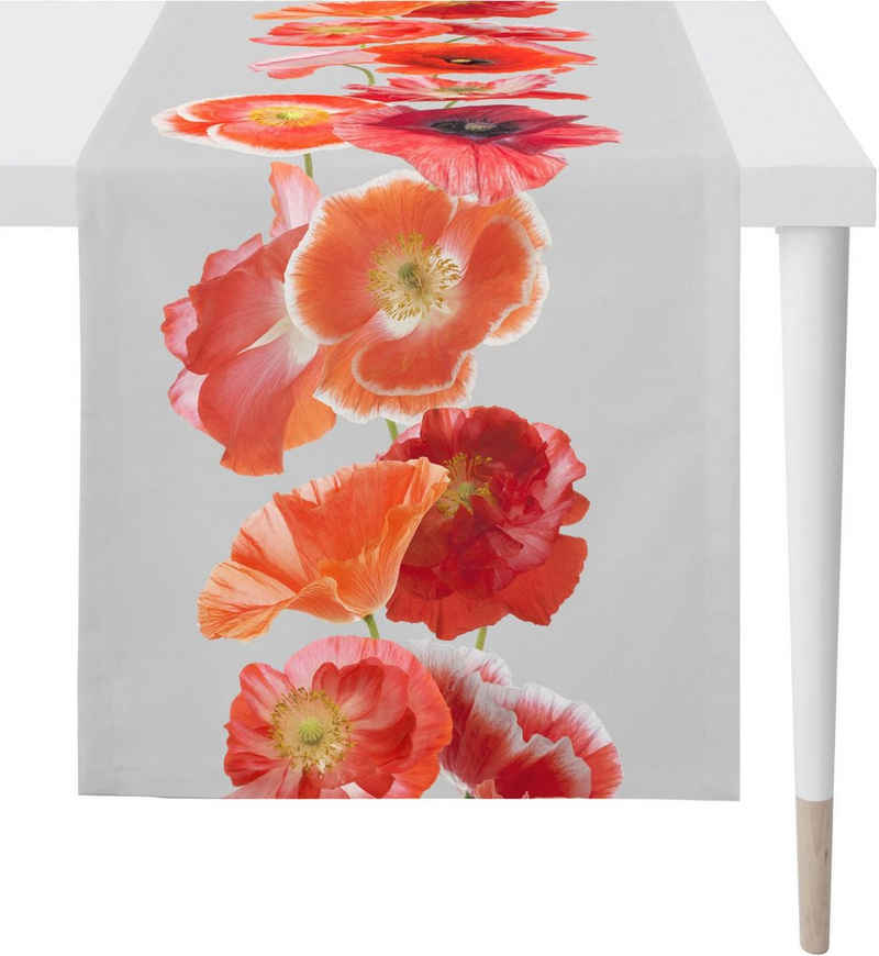 APELT Tischläufer 6854 SUMMERTIME, Sommerdeko, Sommer (1-tlg), mit Blumenmotiv, Digitaldruck, roter Klatschmohn