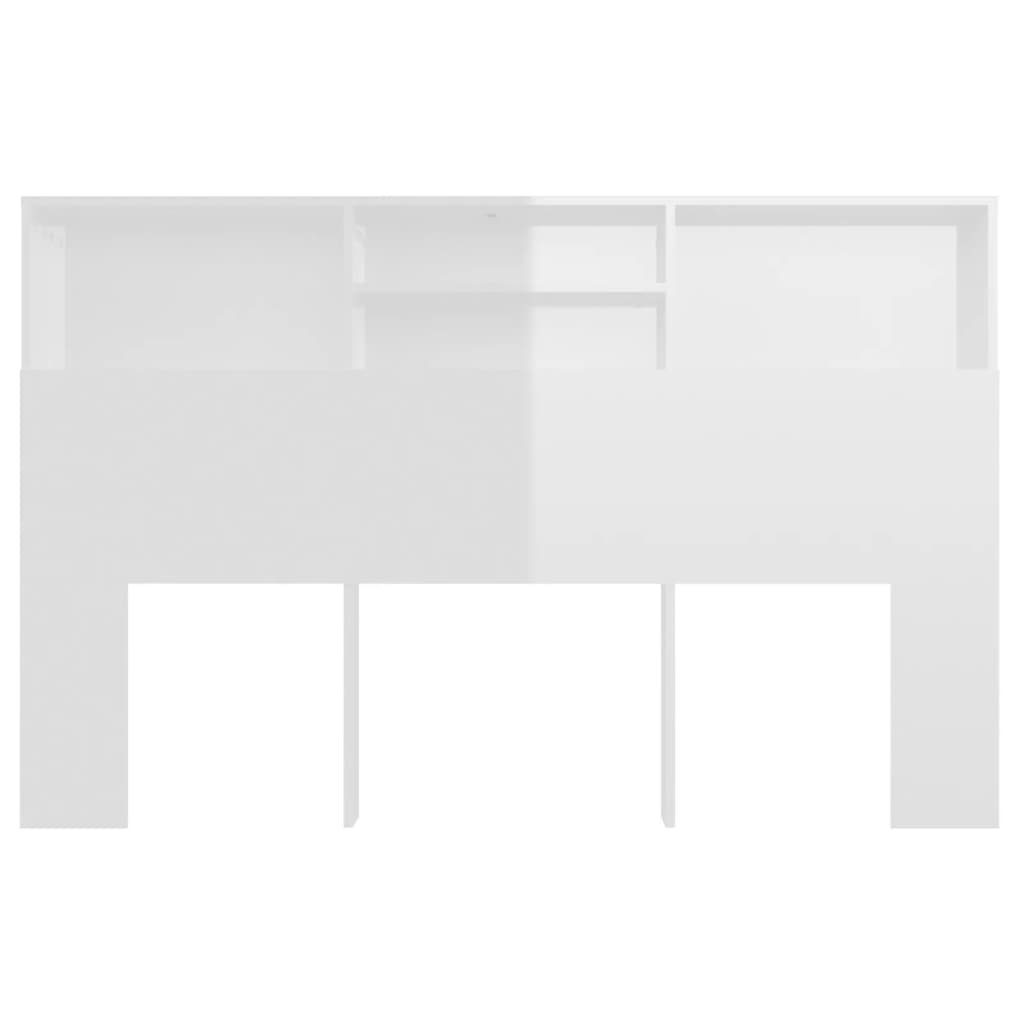 (1 Kopfteil vidaXL mit 160x19x103,5 cm, Bett-Kopfteil Ablagen St) Hochglanz-Weiß