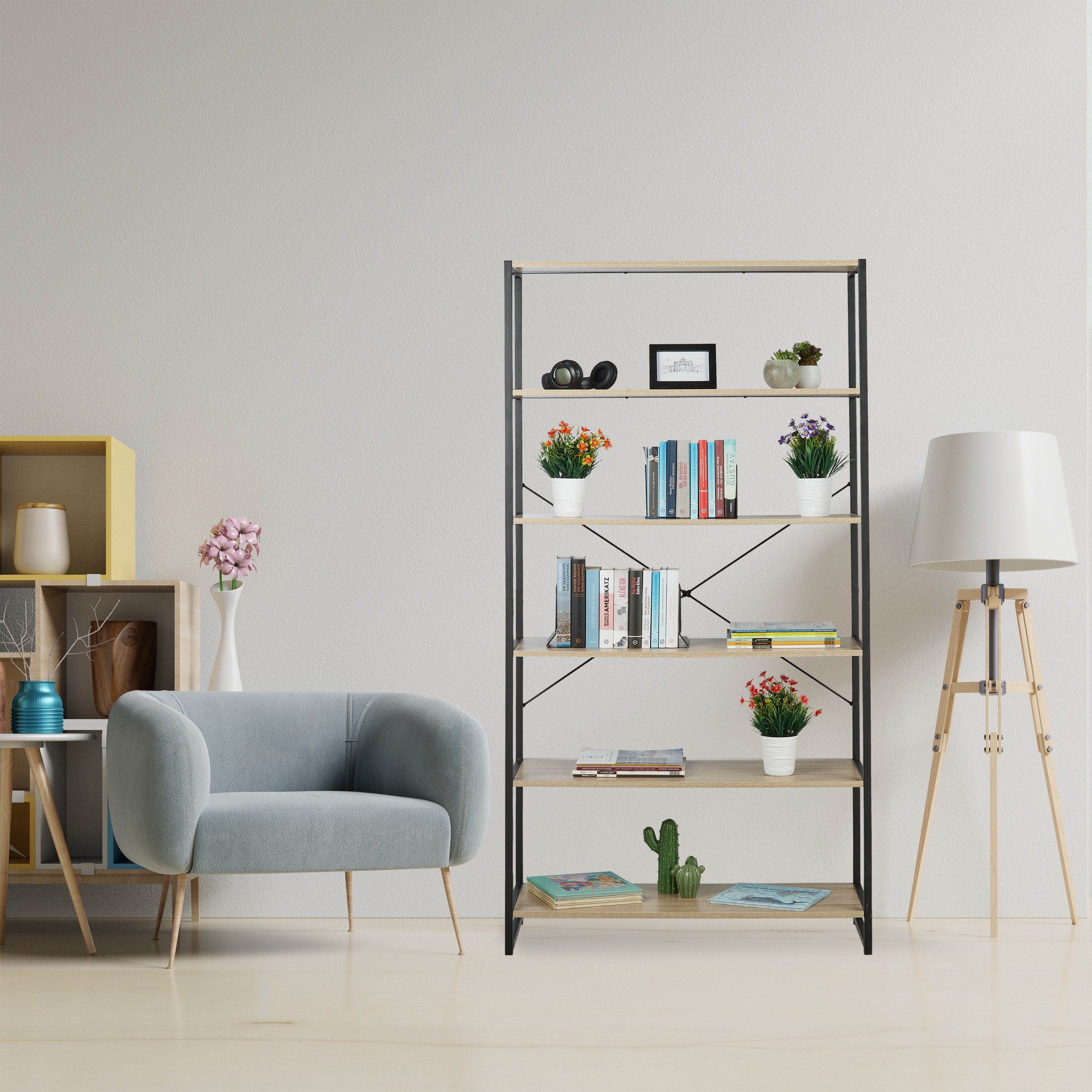 relaxdays Standregal 6 Fächer Industrial günstig online kaufen