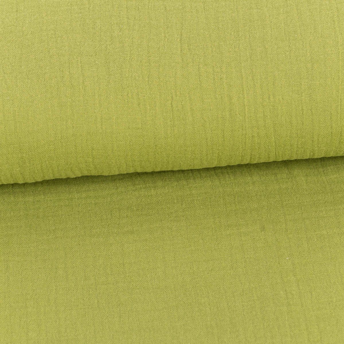 Stoff Musselin Stoff Double Gauze einfarbig limette grün 1,35m Breite