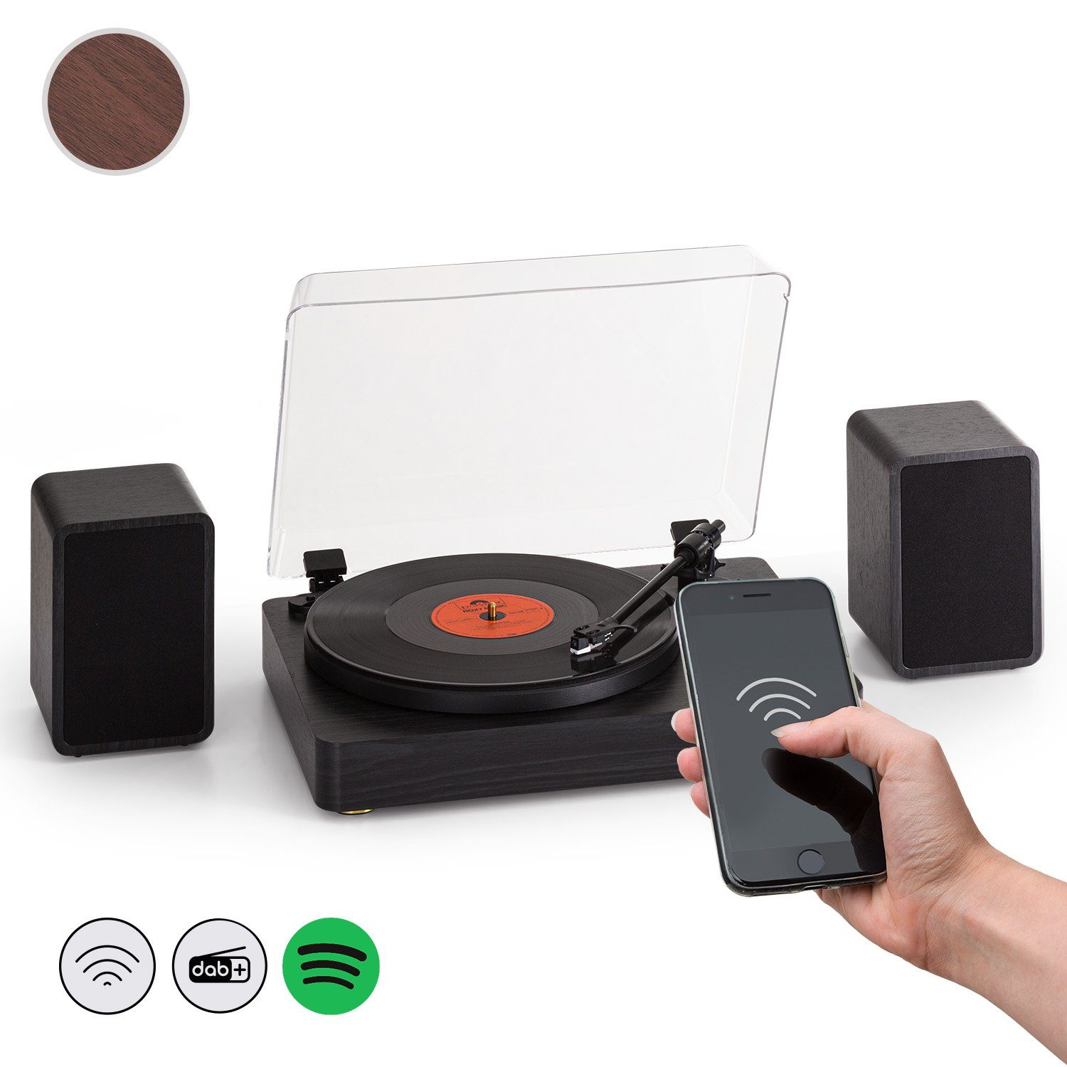 Auna TT-Play Prime Plattenspieler (Riemenantrieb, Bluetooth) Schwarz