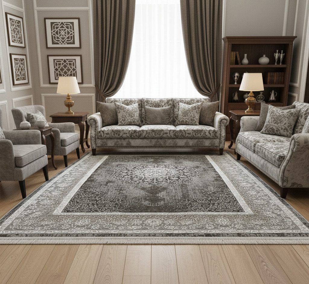 Vimoda Orientteppich Salsa, moderner orientalischer Klassiker Look, Rechteckig, Höhe: 13 mm, Teppich kurzflor modern, dicht, weich, Wohnzimmer, Schlafzimmer