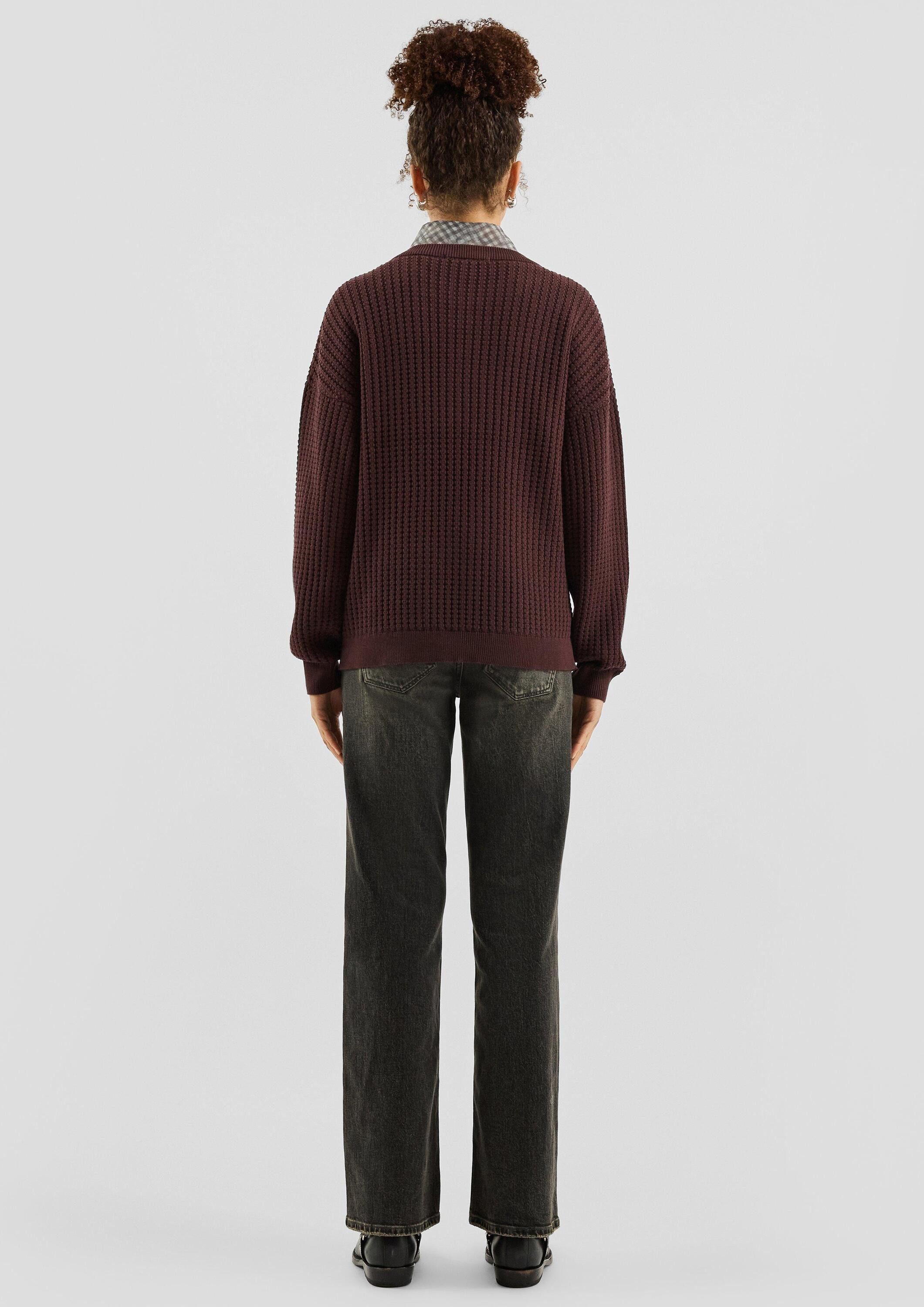 QS Longpullover Strickpullover Strukturierter Pullover