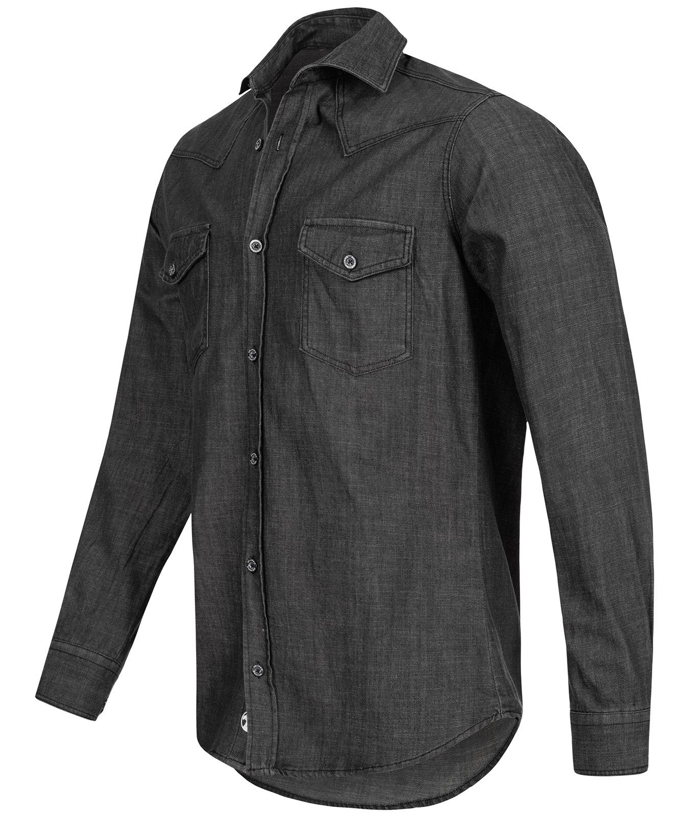 Gelverie Jeanshemd Herren Jeanshemd Dunkelgrau GH-101 günstig online kaufen