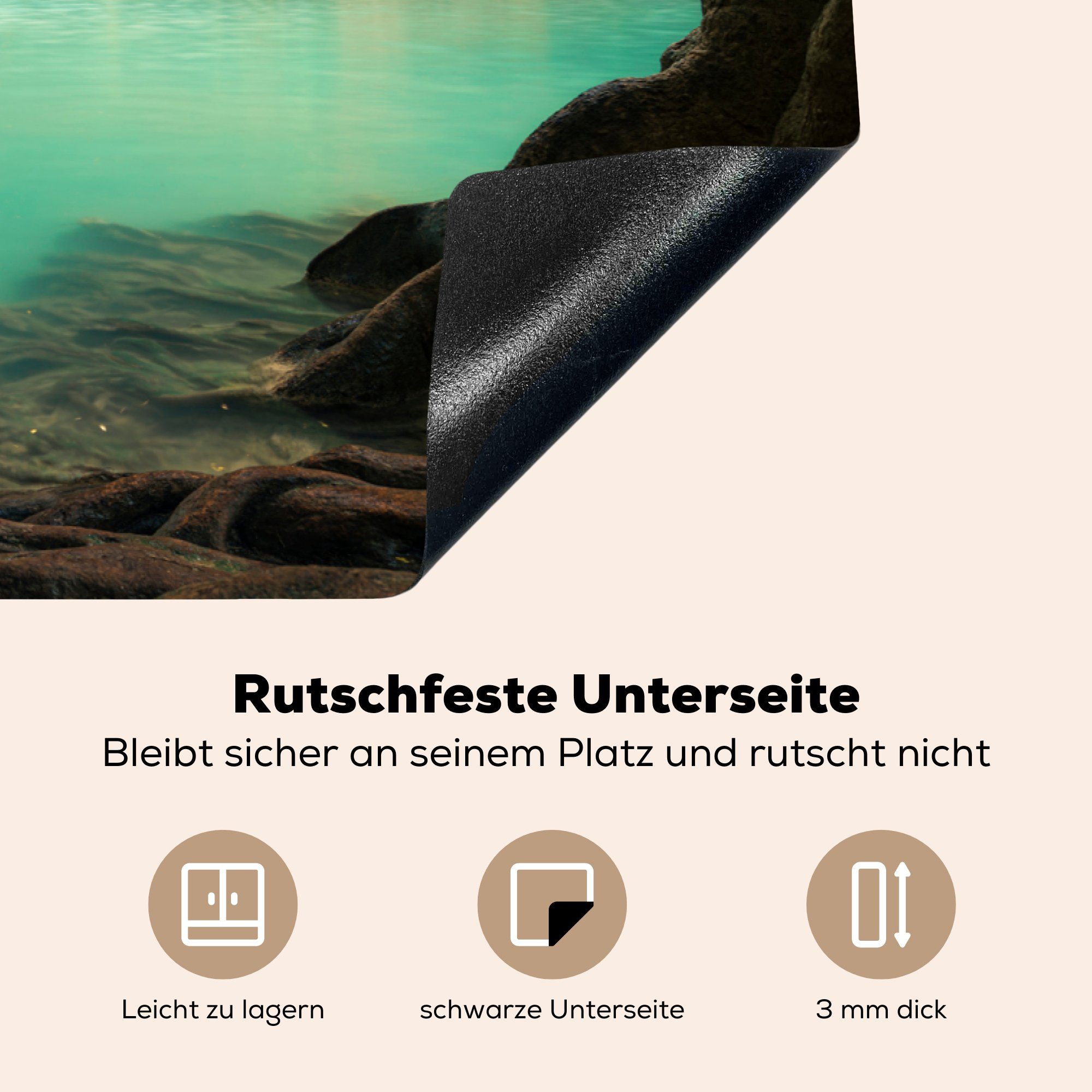 81x52 die MuchoWow Erawan-Dschungel-Wasserfall, küche, Induktionskochfeld cm, Herdblende-/Abdeckplatte tlg), für Ceranfeldabdeckung Vinyl, Schutz (1