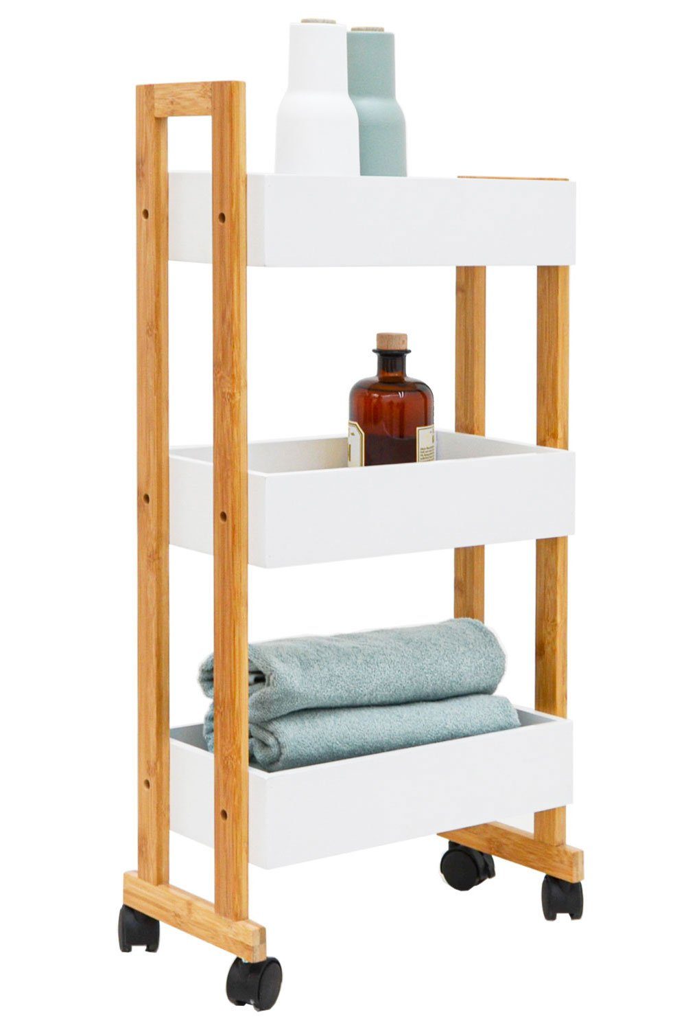 DuneDesign Küchenwagen mit 3 Körben - Bambus Rollregal 38 x 20 x 8 cm - Sch günstig online kaufen