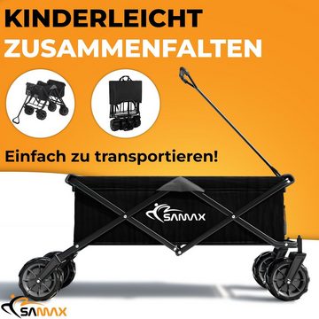 SAMAX Bollerwagen Faltbarer Bollerwagen Offroad - Schwarz / Grau
