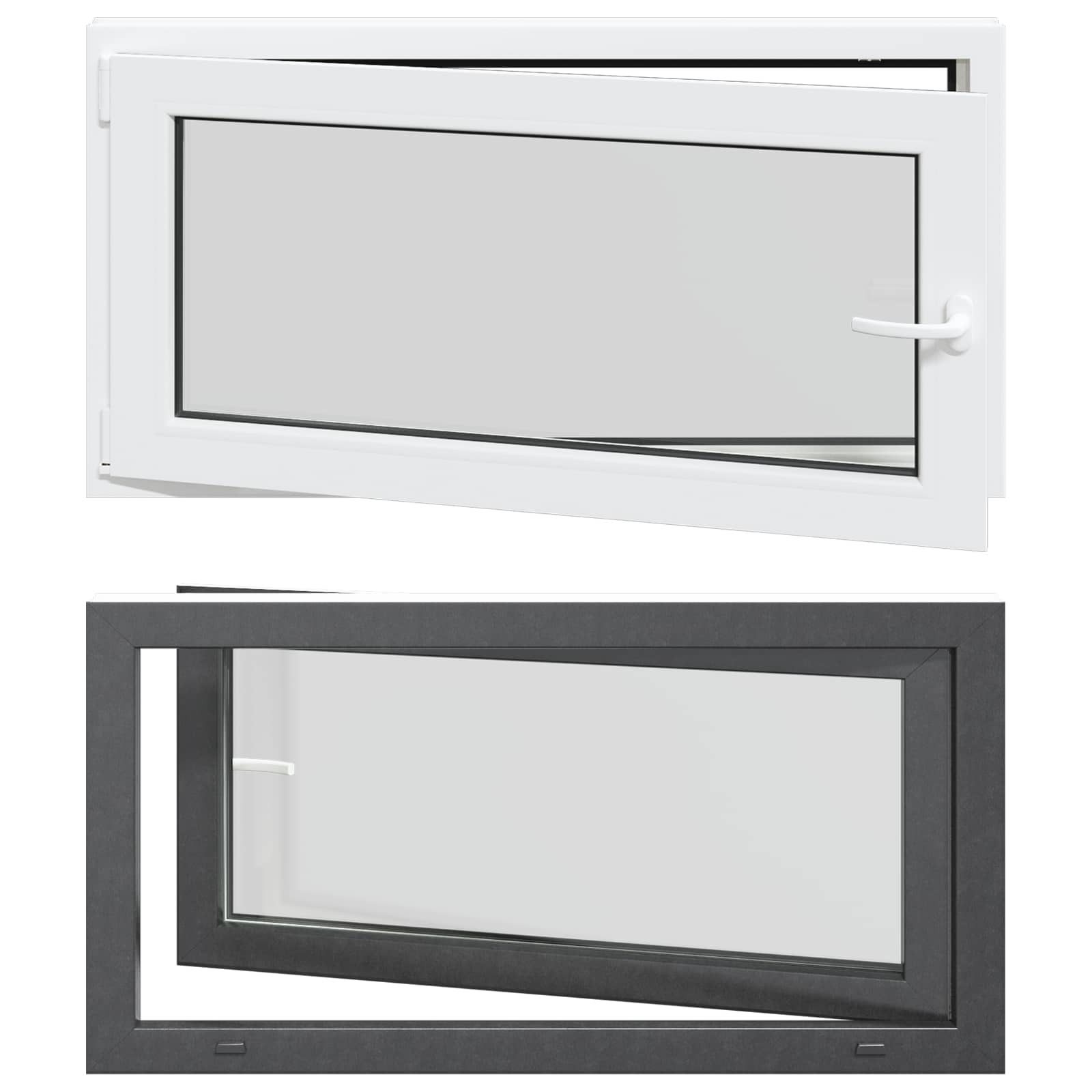 vidaXL Fenster Kellerfenster Innenseite Farbe Weiß RISOR 110 x 60 cm, (1 St)