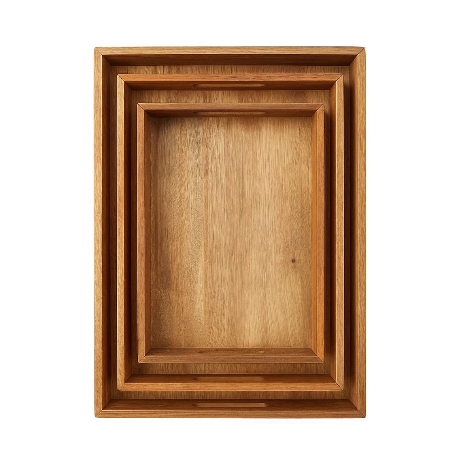 HAC24 Servier-Set 3er Set Serviertablett Servierbrett Holztablett Deko Tablett, Akazie, (3-tlg), mit Griffen Akazienholz 3 Größen