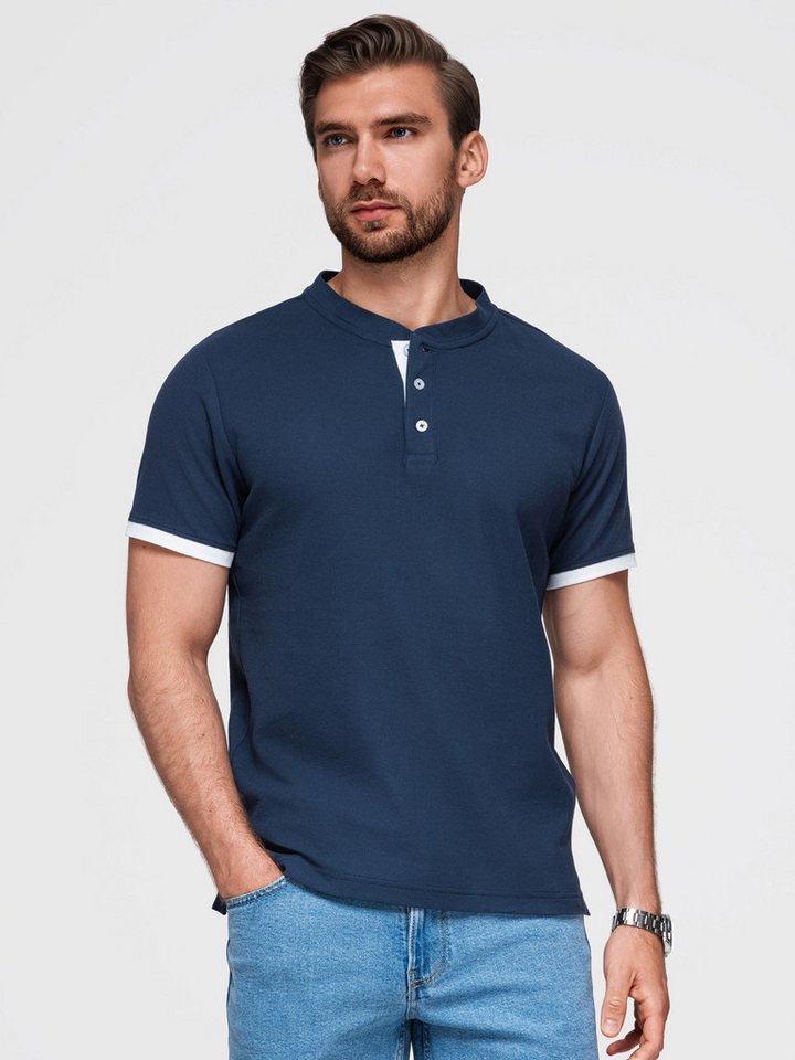 OMBRE Poloshirt Poloshirt für Männer ohne Kragen