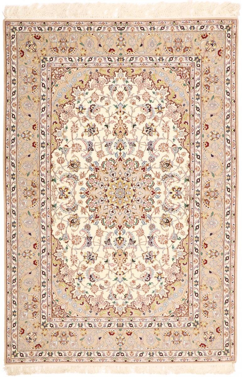Orientteppich Isfahan Seidenkette 157x231 Handgeknüpfter Orientteppich, Nain Trading, rechteckig, Höhe: 6 mm