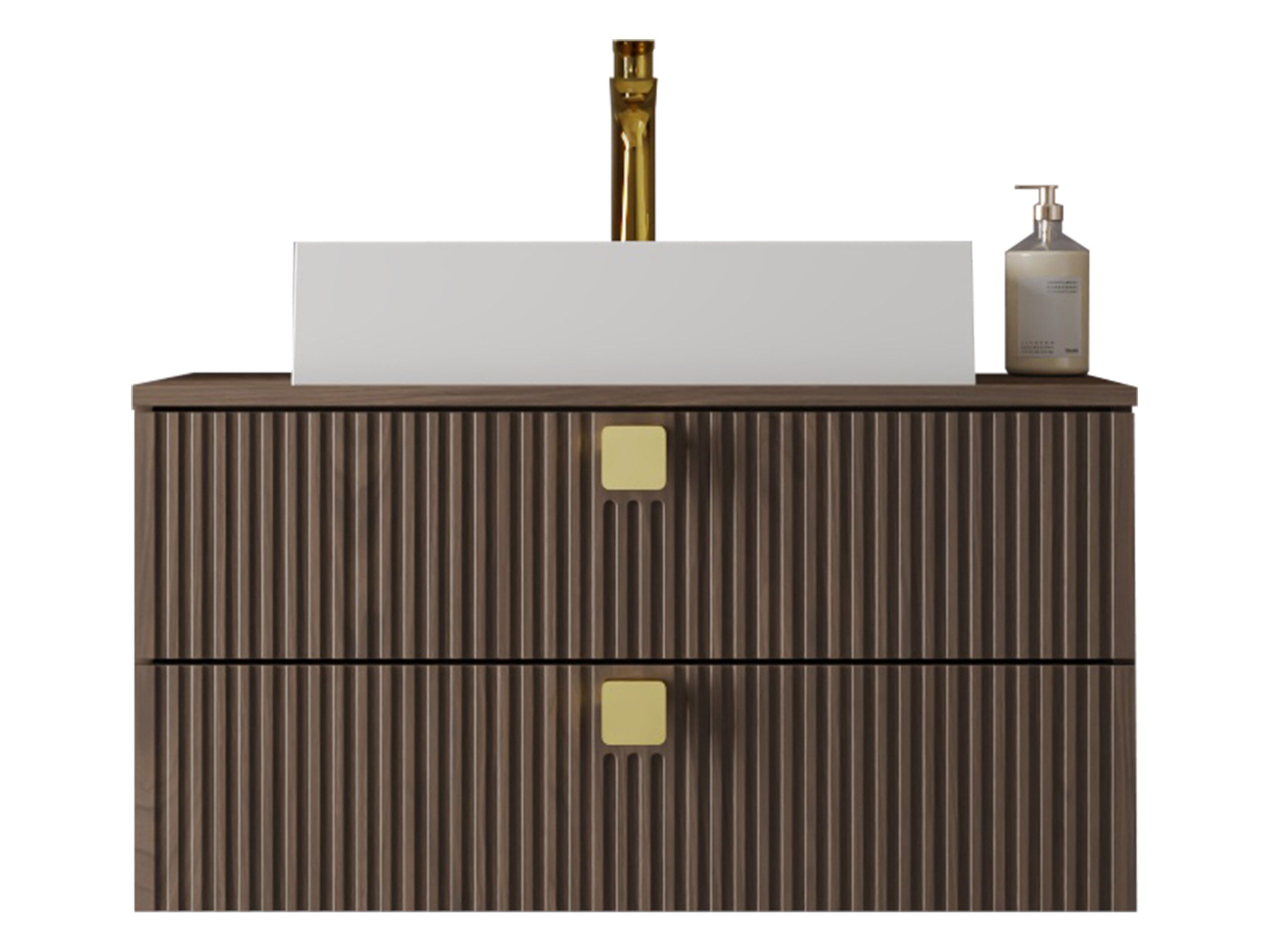 MIRJAN24 Waschbeckenschrank Gariano Bis 04 (mit zwei Schubladen) Waschbecken aus Mineralwerkstoff, Siphon