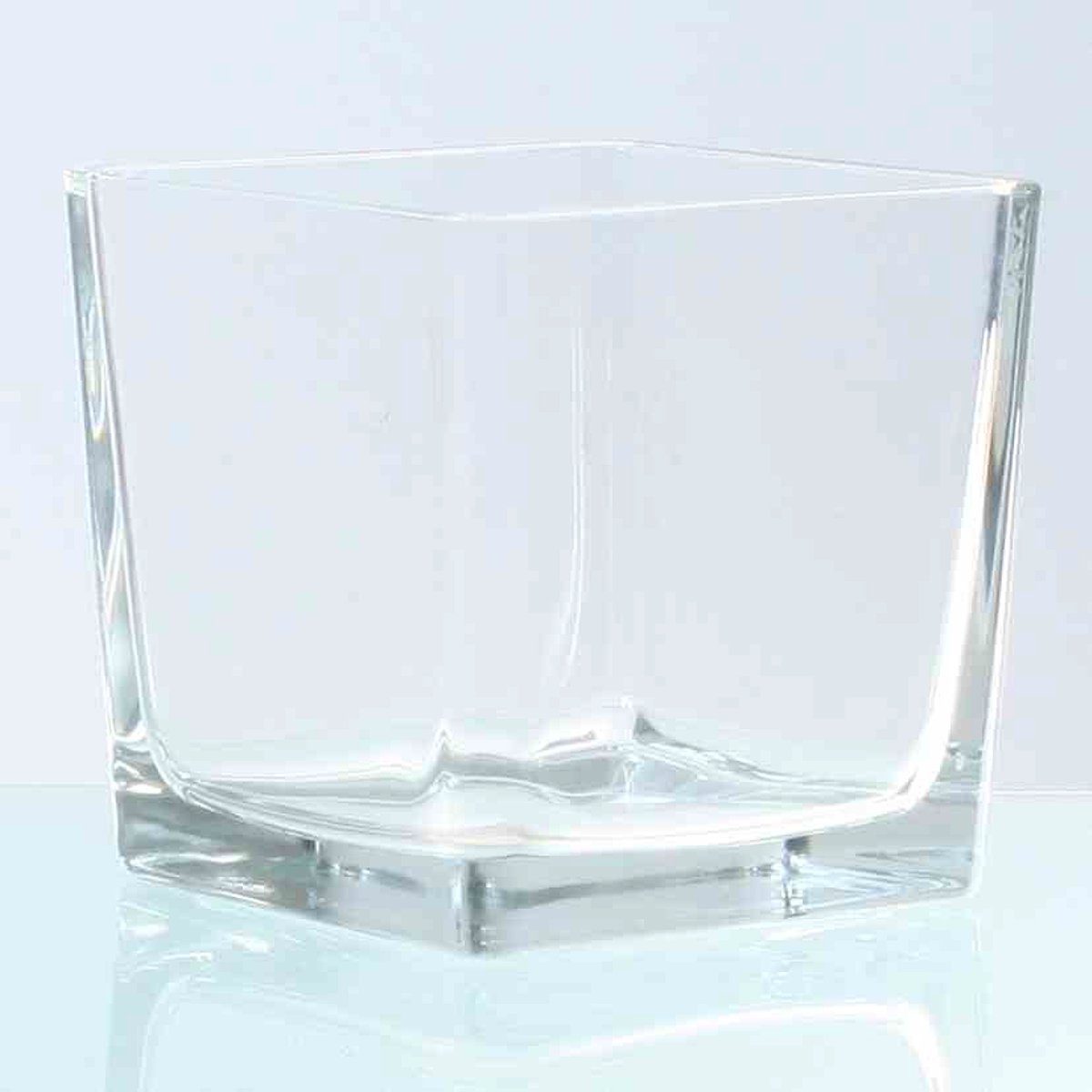 Linoows Teelichthalter Windlicht-Glas, Glastopf Kubus, Aufbewahrungsglas (1x), Windlicht Kerzenständer aus schwerem Glas