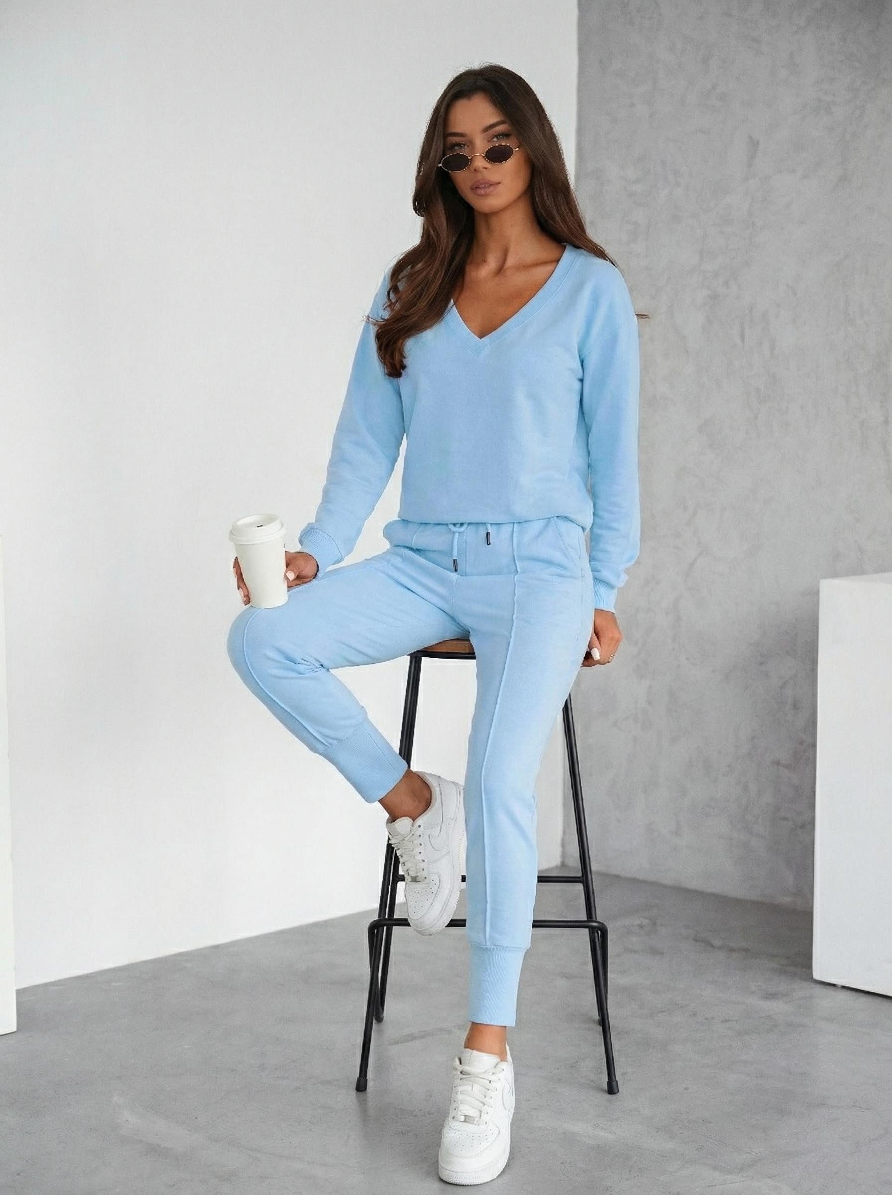 EloModa Jogginganzug Damen Jogginganzug Freizeitanzug mit Sweatshirt Baumwo günstig online kaufen