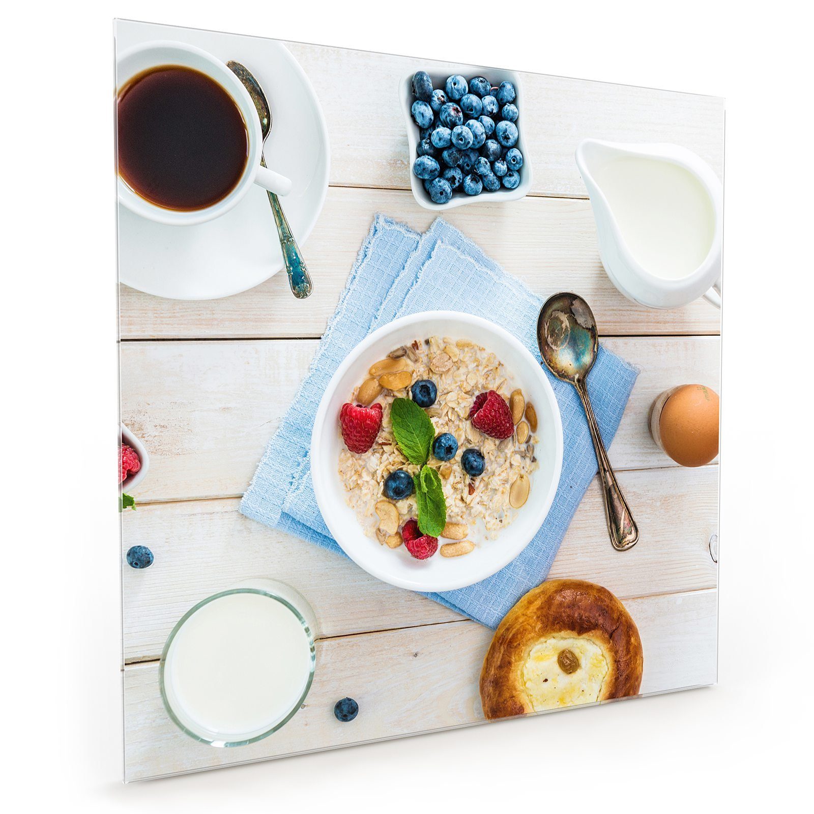 Frühstück Motiv Fitness Küchenrückwand Küchenrückwand Spritzschutz Primedeco mit Glas