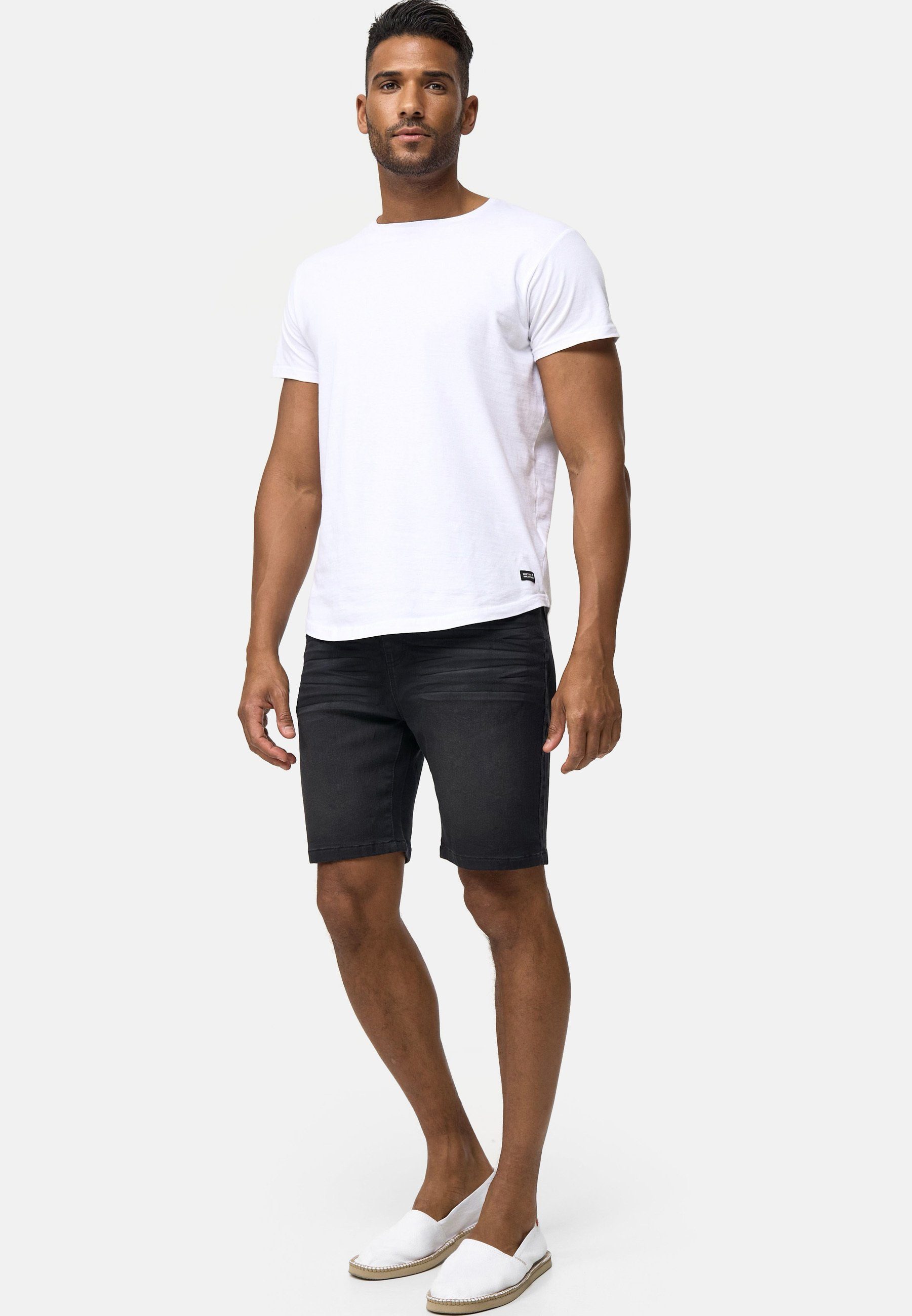 Indicode Jeansshorts Herren Ettore Jeans Shorts Herrenshorts mit 5 Taschen und elastischem Bund mit Kordelzug
