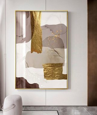 TPFLiving Kunstdruck (OHNE RAHMEN) Poster - Leinwand - Wandbild, Nordic Art - Abstrakte Formen - (9 Motive in 5 verschiedenen Größen zur Auswahl - Bilder Wohnzimmer), Farben: Schwarz, Weis, Grau, Gold, Blau - Größe: 30x40cm