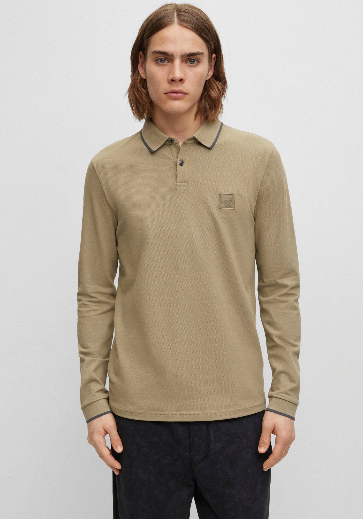BOSS ORANGE Poloshirt Passertiplong in feiner Baumwollqualität pastel green | Rundhalsshirts