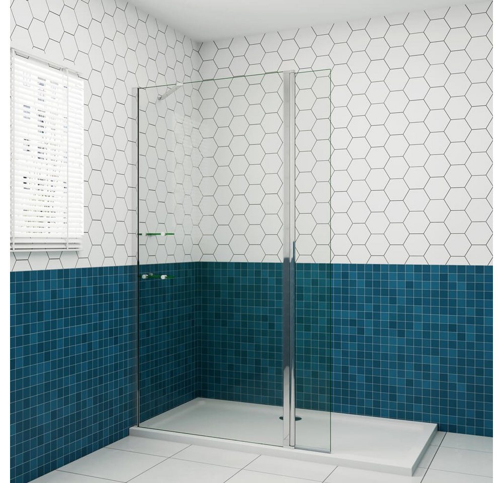 Thumbnail - duschspa Duschwand 200cm ESG Nano Glas 80-120cm + 30/40cm Walk in Dusche Trennwand, Einscheibensicherheitsglas, Sicherhe...