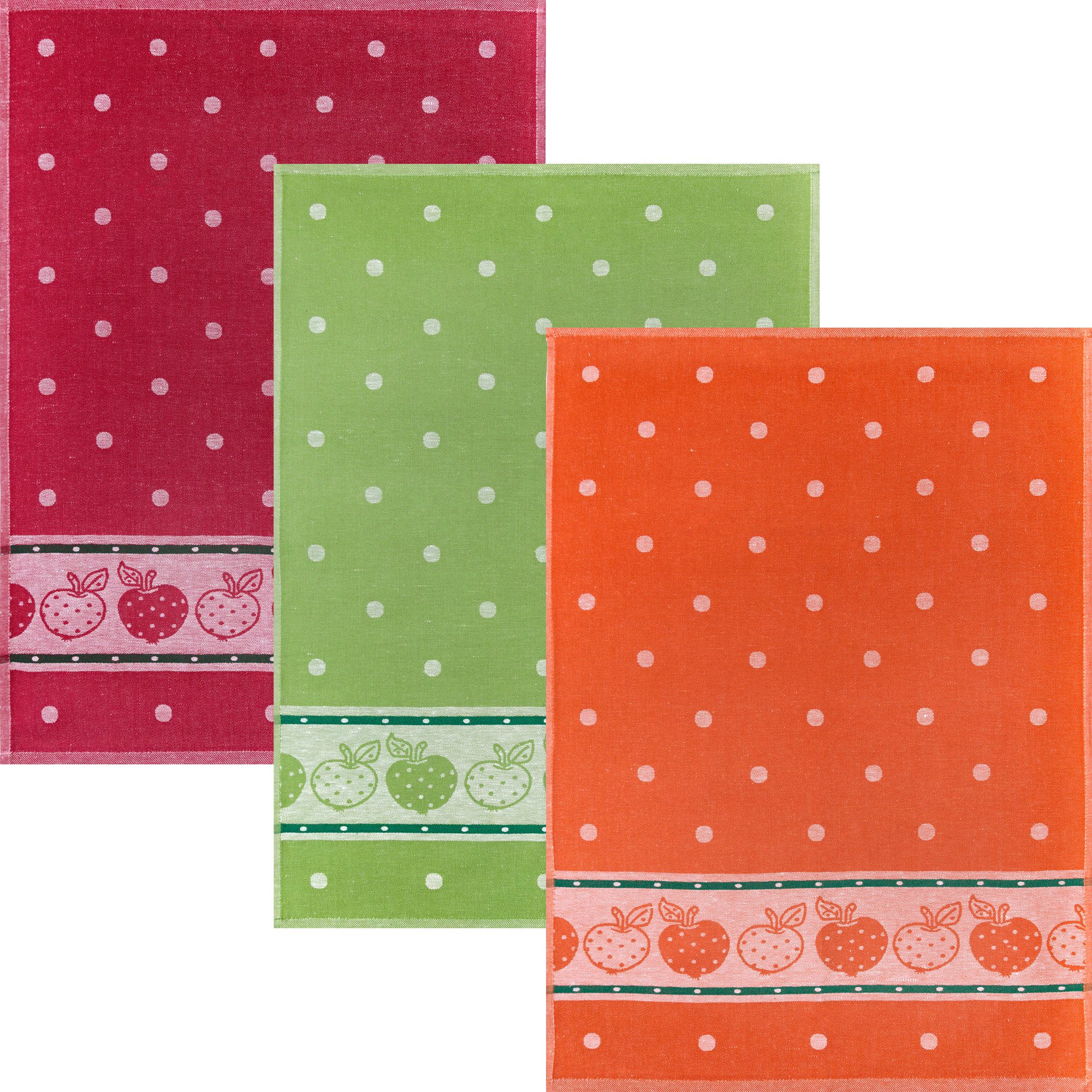 Kracht Geschirrtuch Geschirrtuch "Äpfel" 3er-Pack, Halbleinen Motiv günstig online kaufen