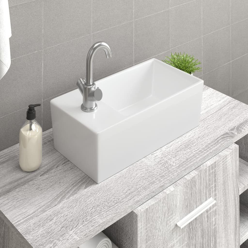 vidaXL Waschbecken Waschbecken Weiß 48x25x15 cm Keramik