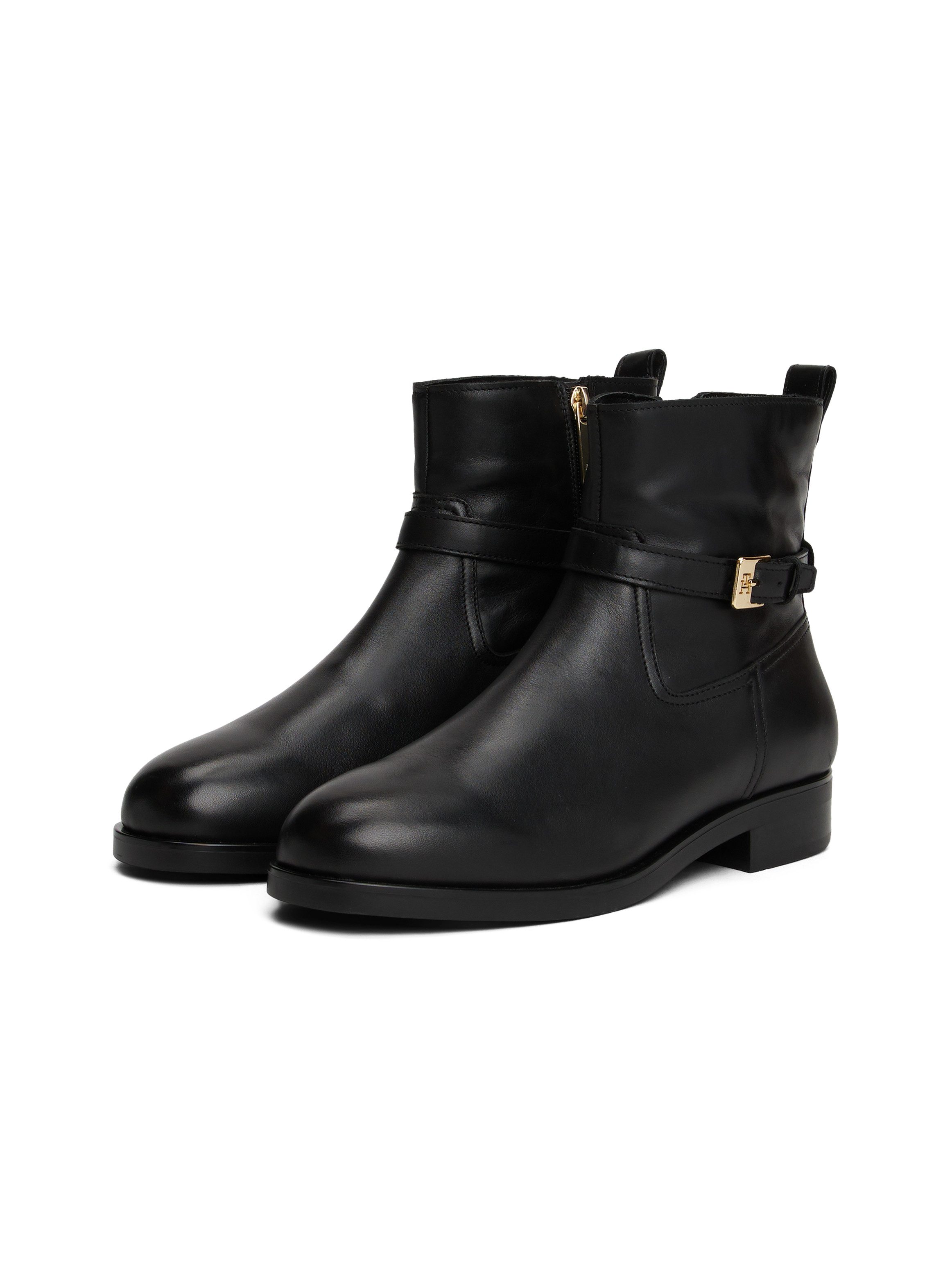 Tommy Hilfiger TH BUCKLE RIDING LEATHER BOOTIE Stiefelette, Blockabsatz, An günstig online kaufen