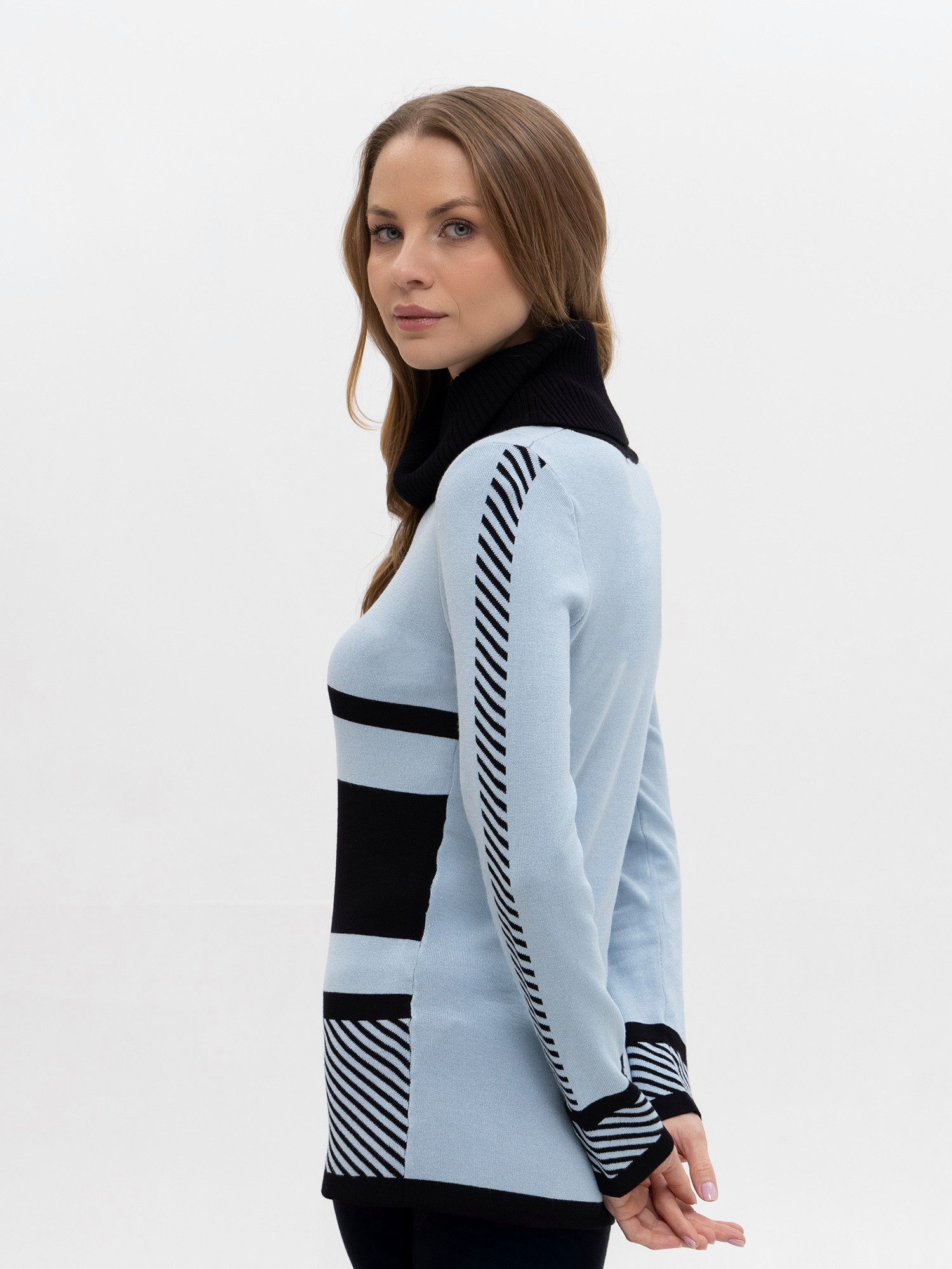 Passioni Rollkragenpullover mit Colour-blocking