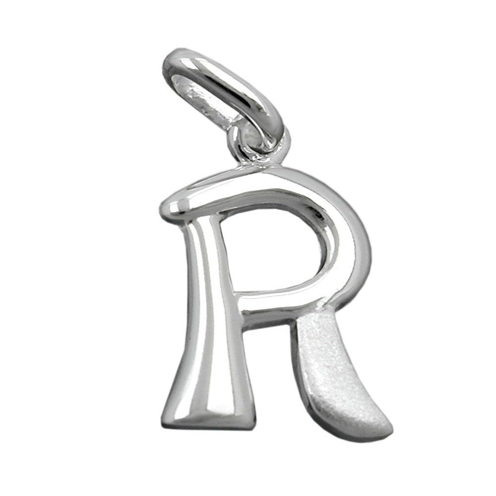 Buchstabenanhänger Anhänger Buchstabe R glänzend 925 Silber 15 x 10 mm Schmuckbox