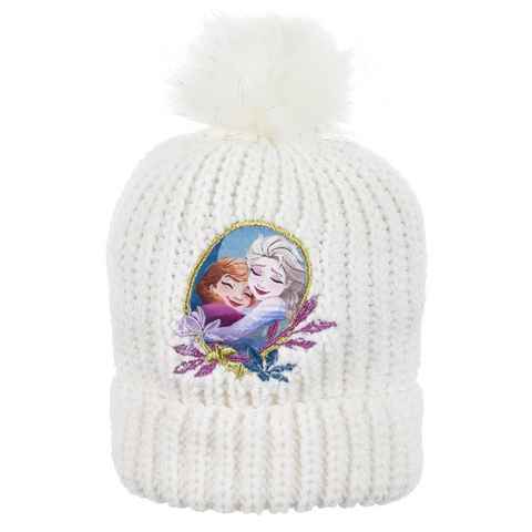 Disney Frozen Bommelmütze Eiskönigin Anna und Elsa Kinder Mädchen Winter-Mütze Strick Mütze