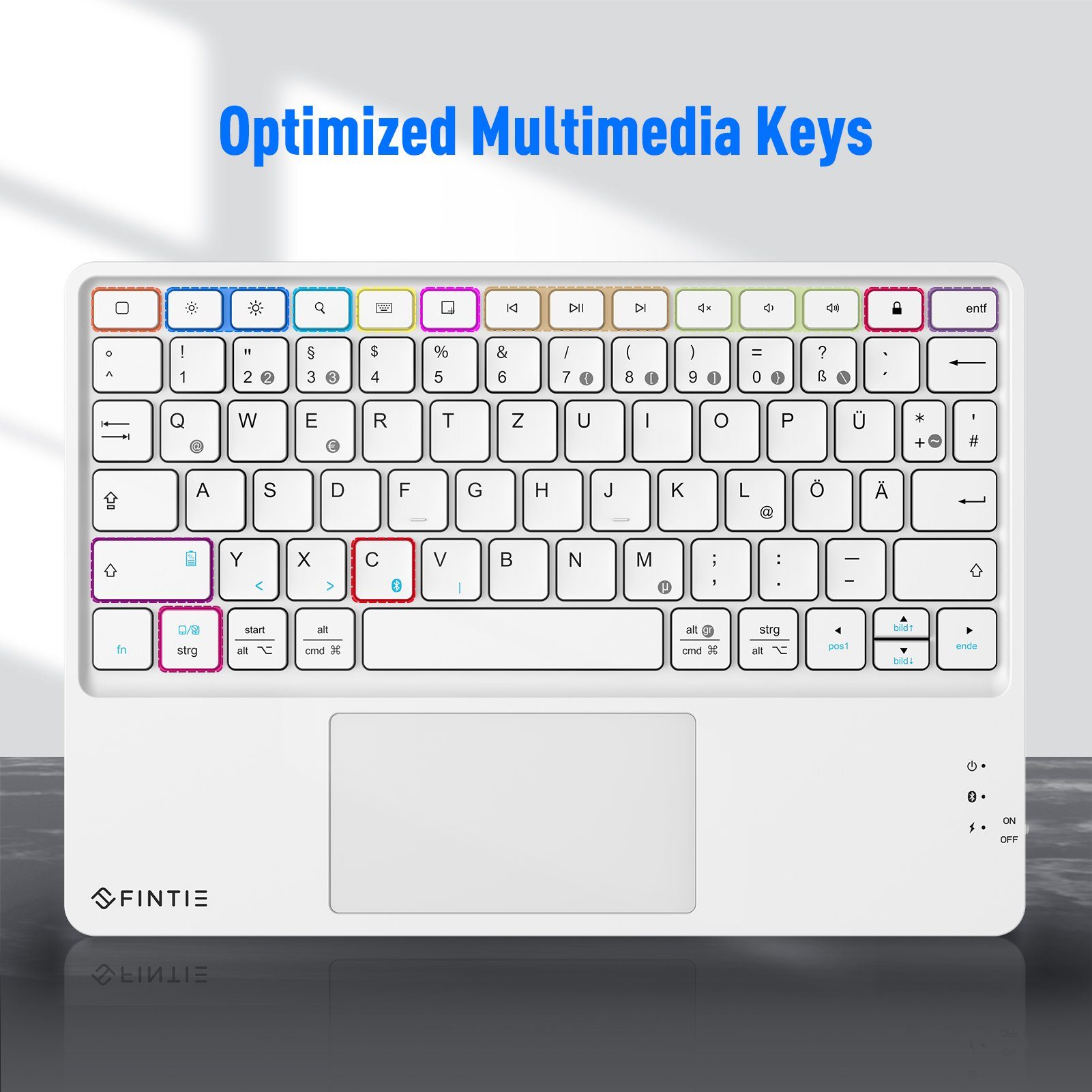 Fintie Kabellose Bluetooth Tastatur mit Touchpad, Deutsch Layout Tastatur Tablet-Tastatur (für iPad, Samsung, Lenovo Tablets, iPhone, Smartphone, Android-Tablet – Bild 5 von 5