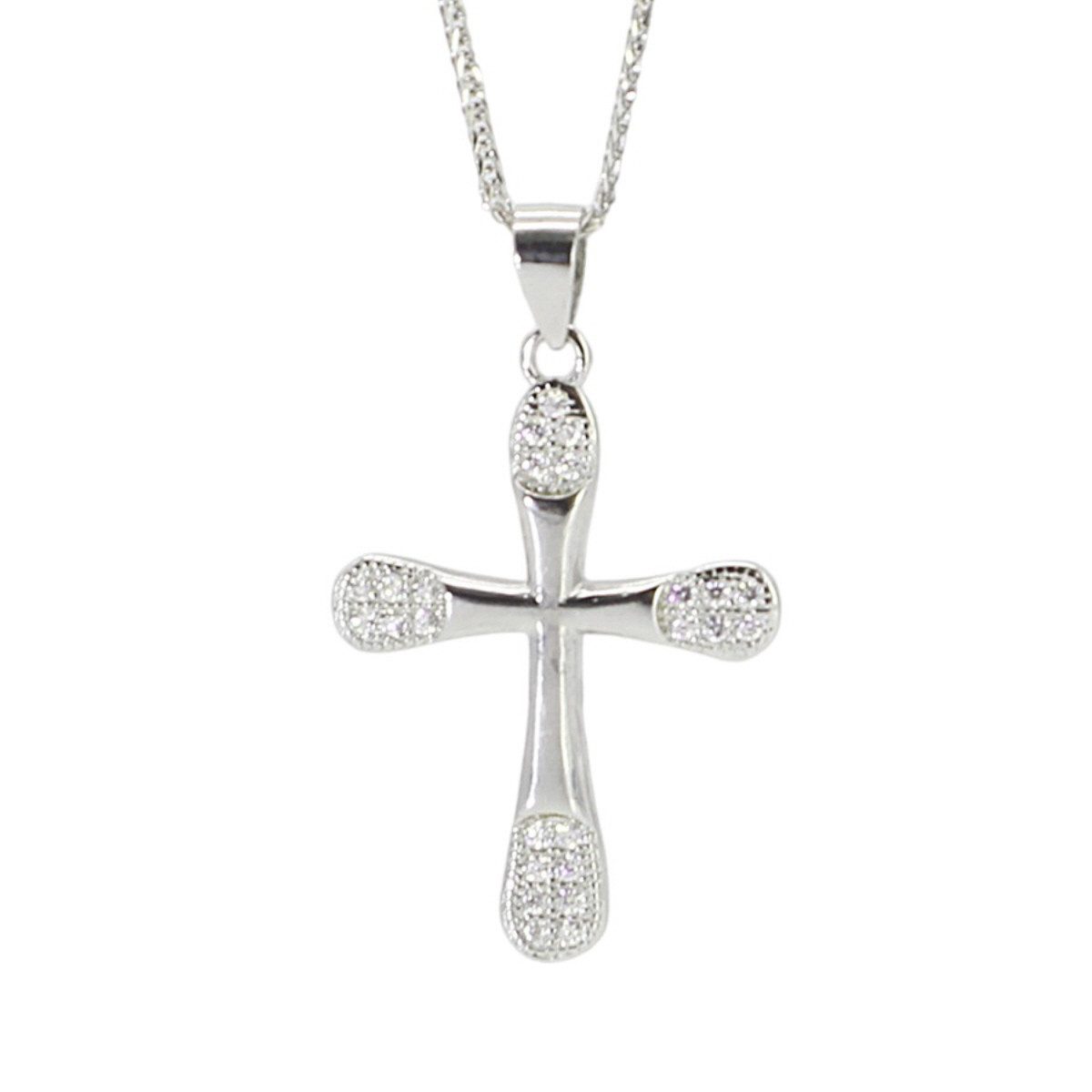 Silberkette Kreuzkette Silberkette mit Kreuz Anhänger mit Strasssteinen