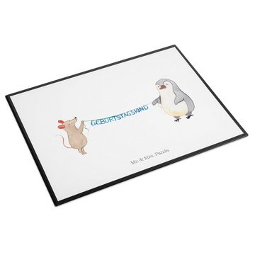 Mr. & Mrs. Panda Schreibtischunterlage Maus Pinguin Geburtstag - Weiß - Geschenk, Schreibtischunterlage Groß, (1 tlg)