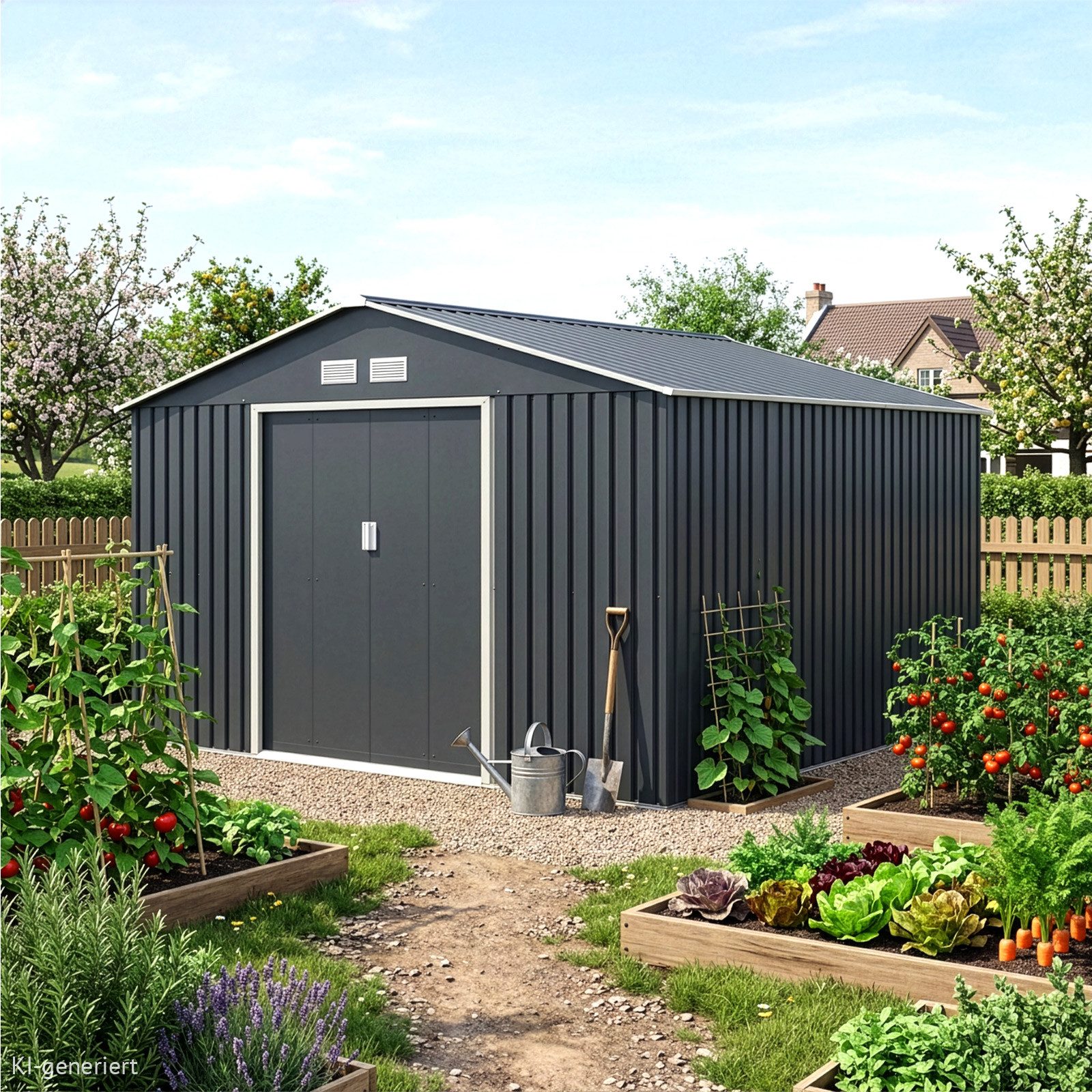 HATTORO Gartenhaus, BxT: 341x322 cm, Gerätehaus, Geräteschuppen, Garten Schuppern, Grau, Anthrazit
