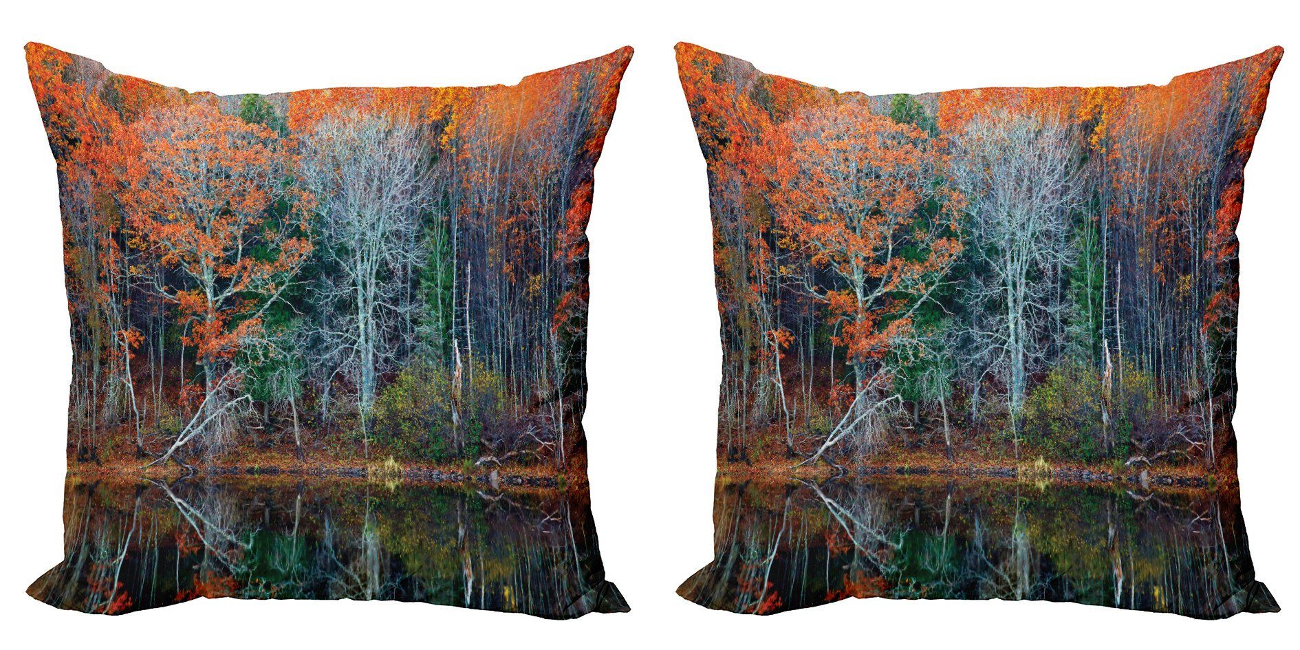Kissenbezüge Modern Accent Doppelseitiger Digitaldruck, Abakuhaus (2 Stück), Fallen Forest River Herbst
