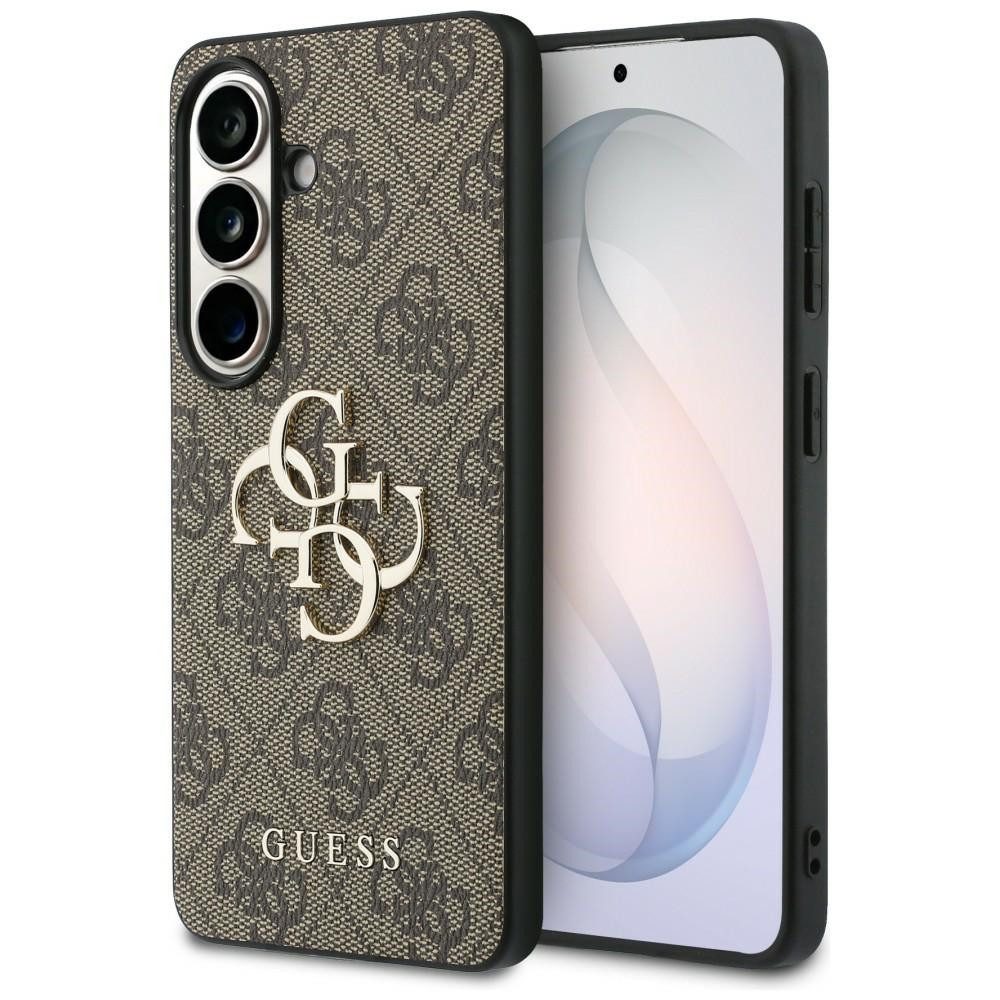 Guess Handyhülle Hülle Galaxy S26 Kunstleder braun goldfarbenes 4G Big Logo Metall 6,3 Zoll, Kantenschutz