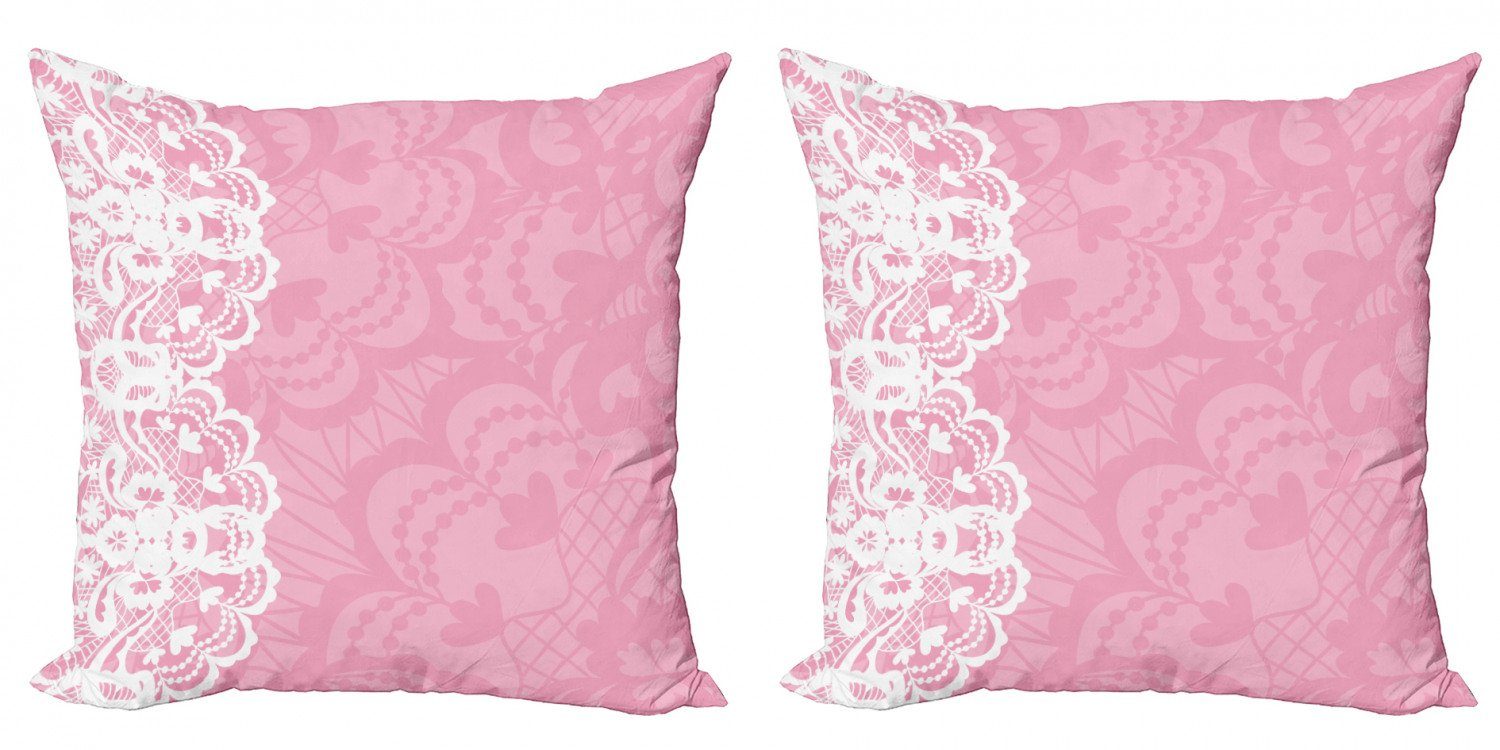 Kissenbezüge Modern Accent Doppelseitiger Digitaldruck, Abakuhaus (2 Stück), Pink und Weiß lacework Stil