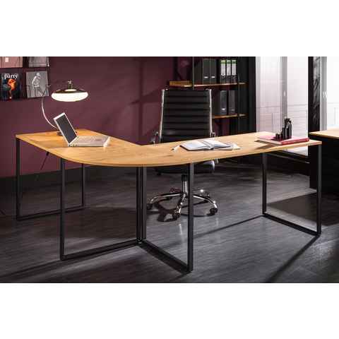 riess-ambiente Eckschreibtisch BIG DEAL 180cm natur / schwarz, Arbeitszimmer · Holzwerkstoff · Metall · Eichen-Optik · Home Office