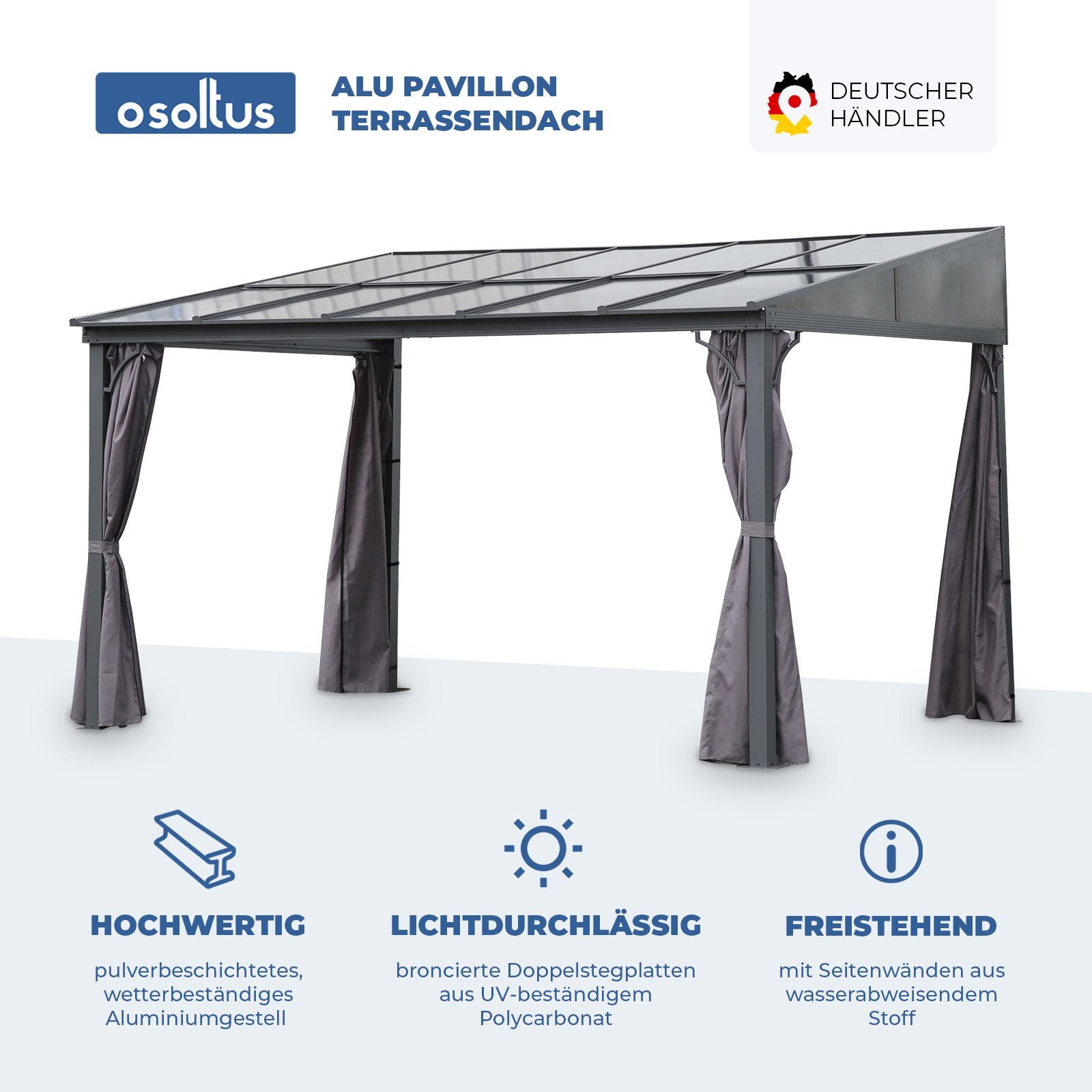 osoltus Anbaudach osoltus Alu Pavillon Terrassendach günstig online kaufen