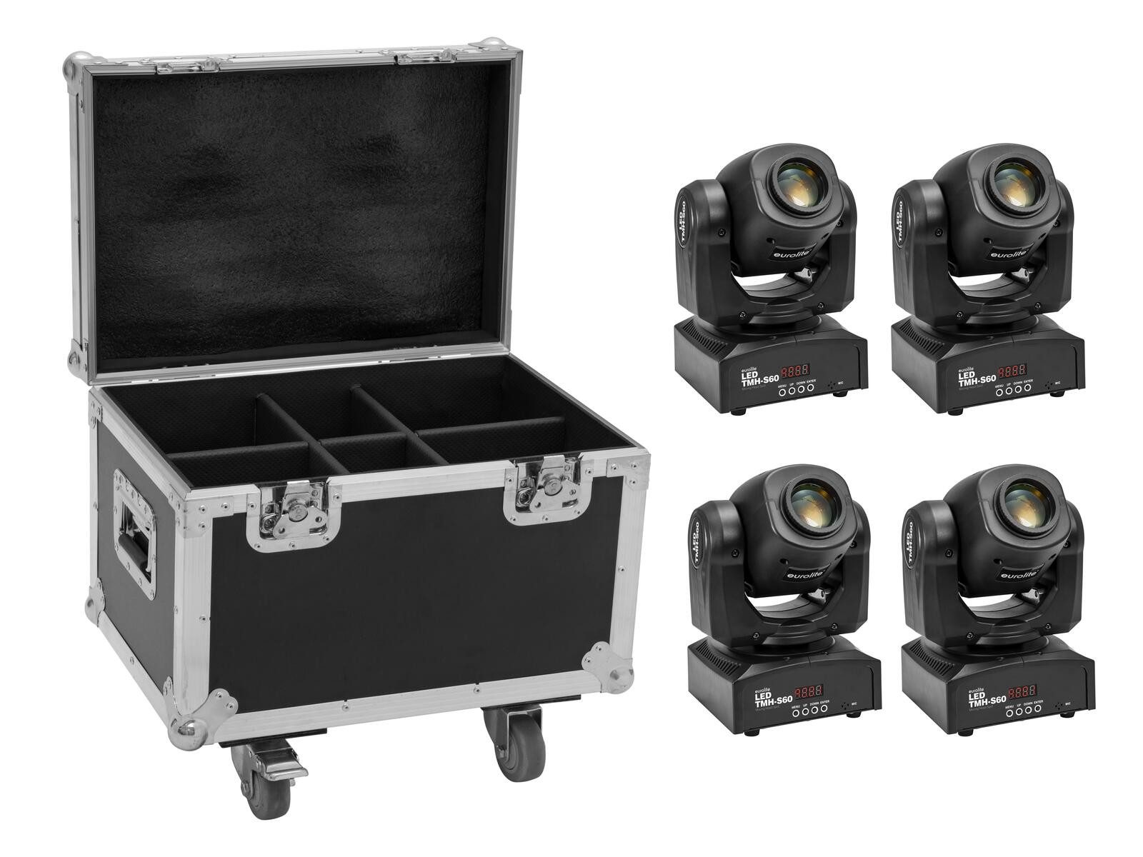 Discolicht EUROLITE Set 4x LED TMH-S60 Moving-Head-Spot + Case