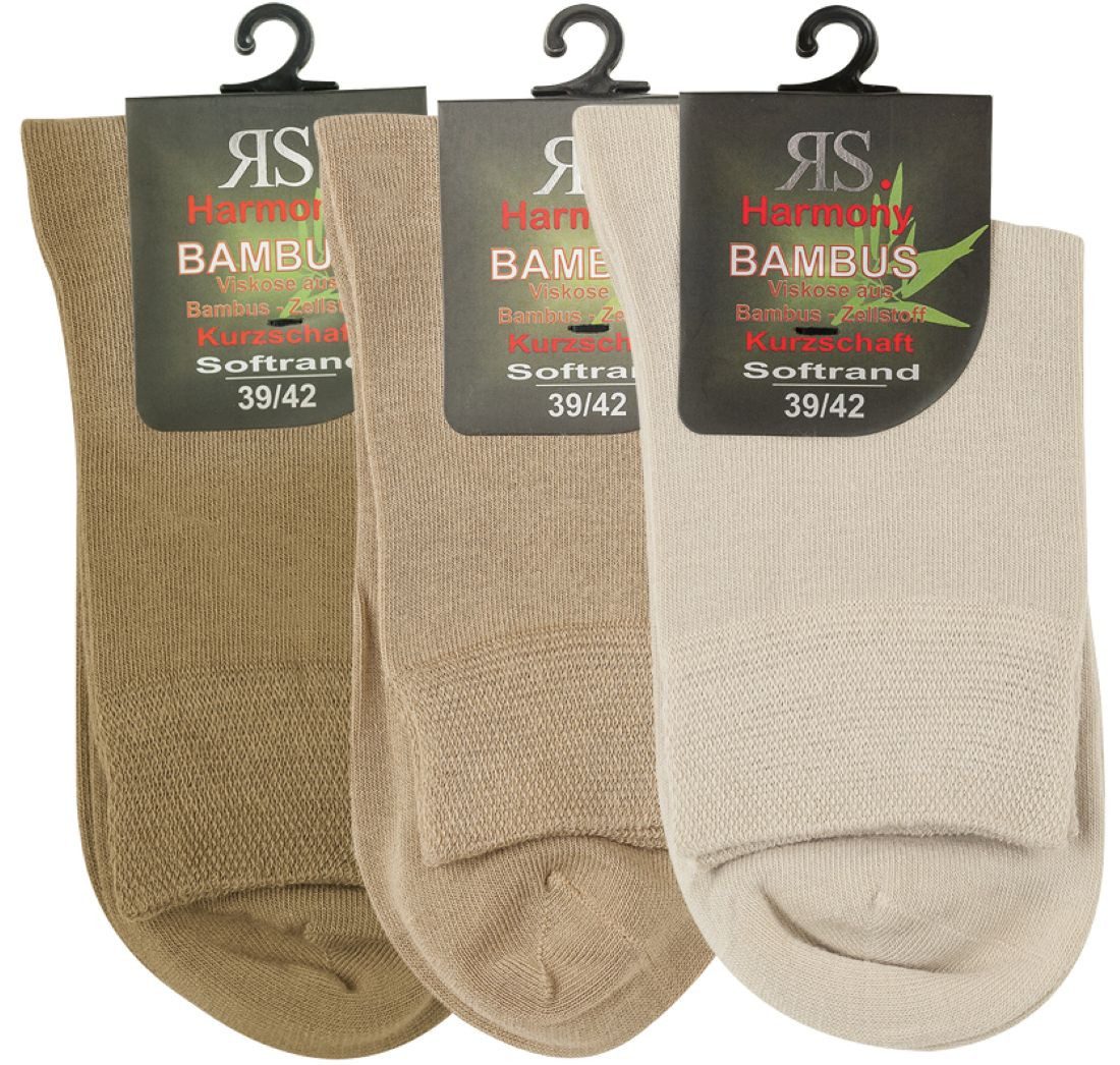 Riese Kurzsocken RS. HARMONY Kurzschaftsocken aus Bambus-Viskose – 3 Paar (Packung, 3 Paar) Ferse und Spitze verstärkt
