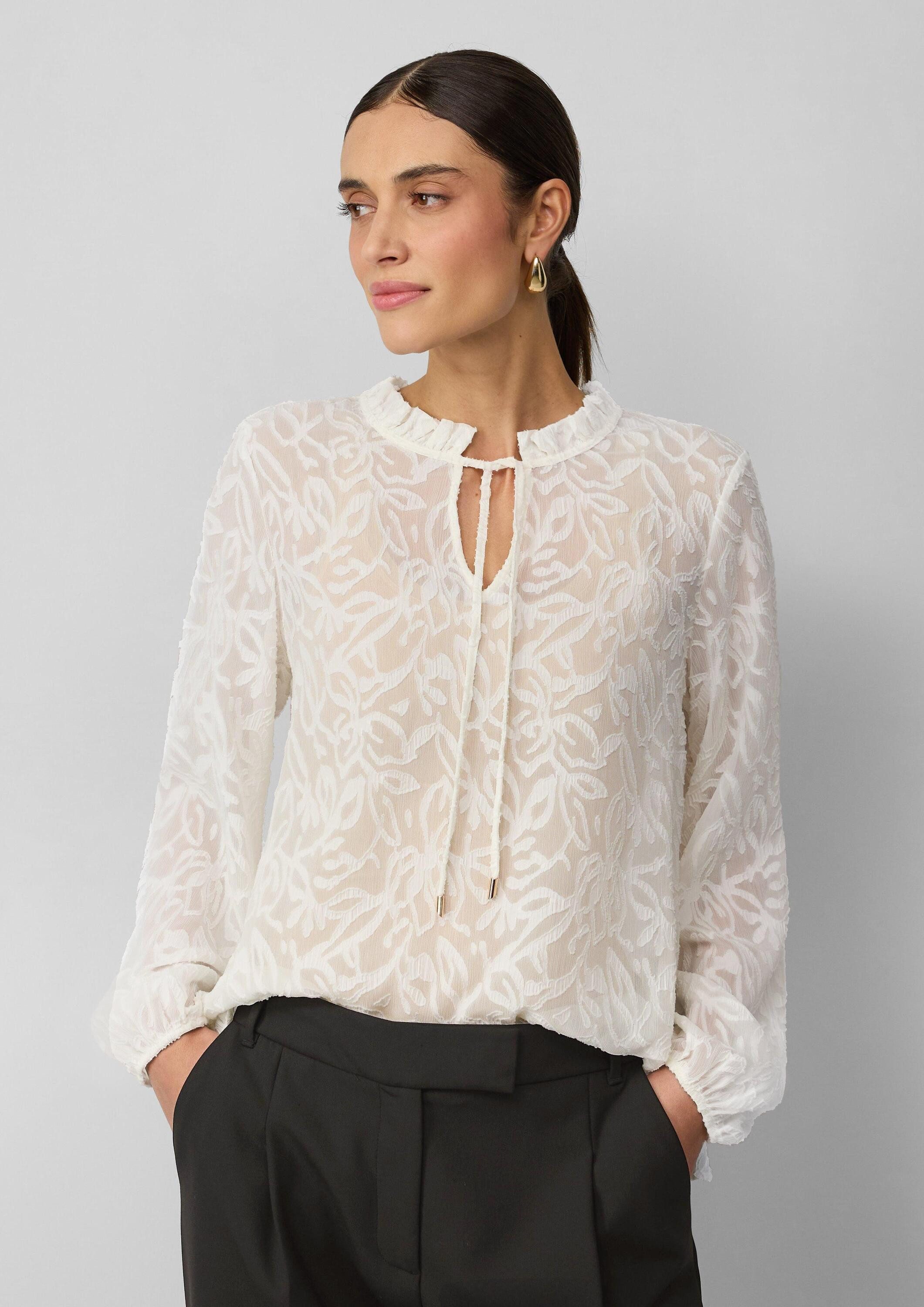 s.Oliver Langarmbluse Bluse Semitransparente Bluse mit Tunika-Ausschnitt un günstig online kaufen