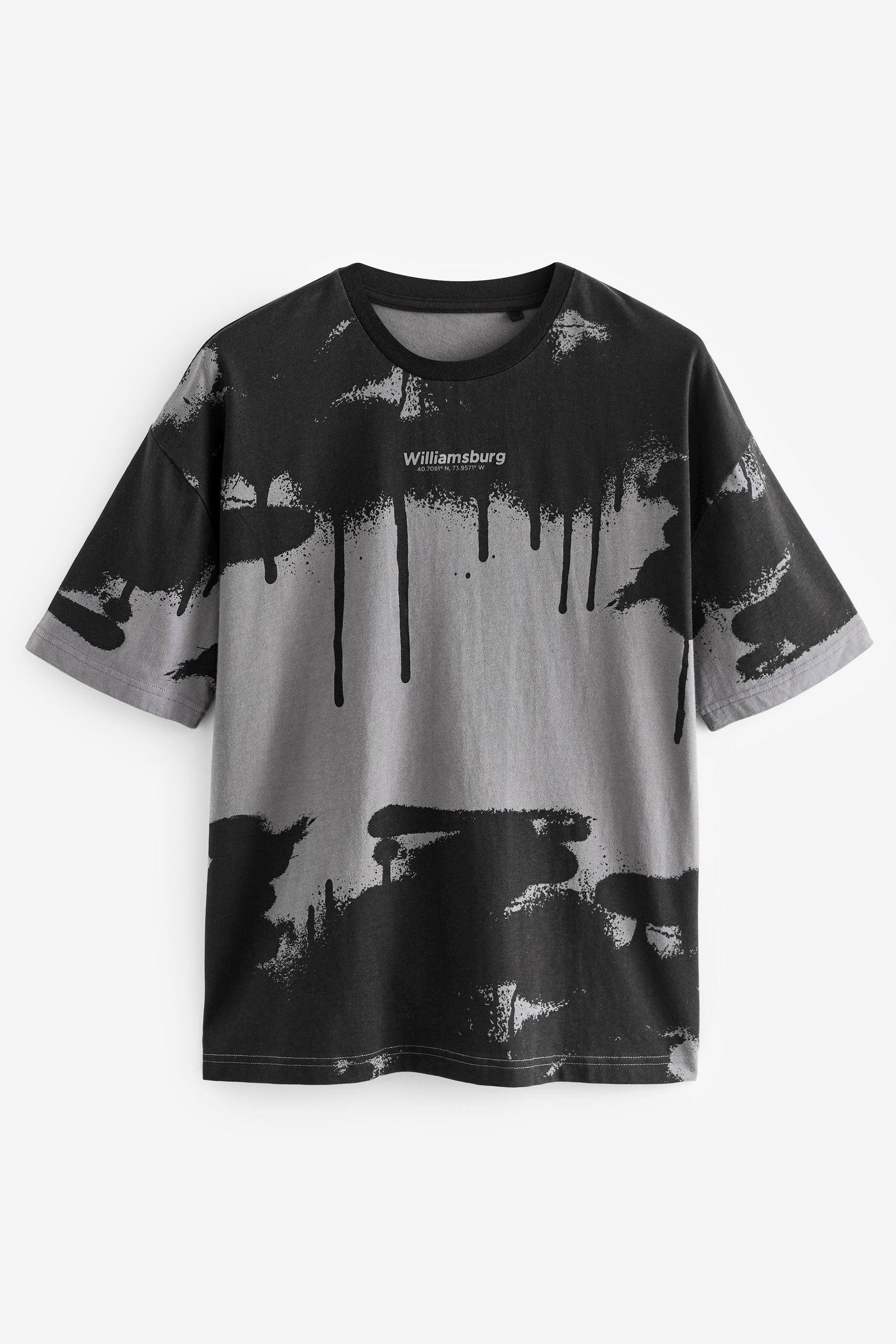 Graffiti T-Shirt mit Next Print-Shirt Print (1-tlg) Grey
