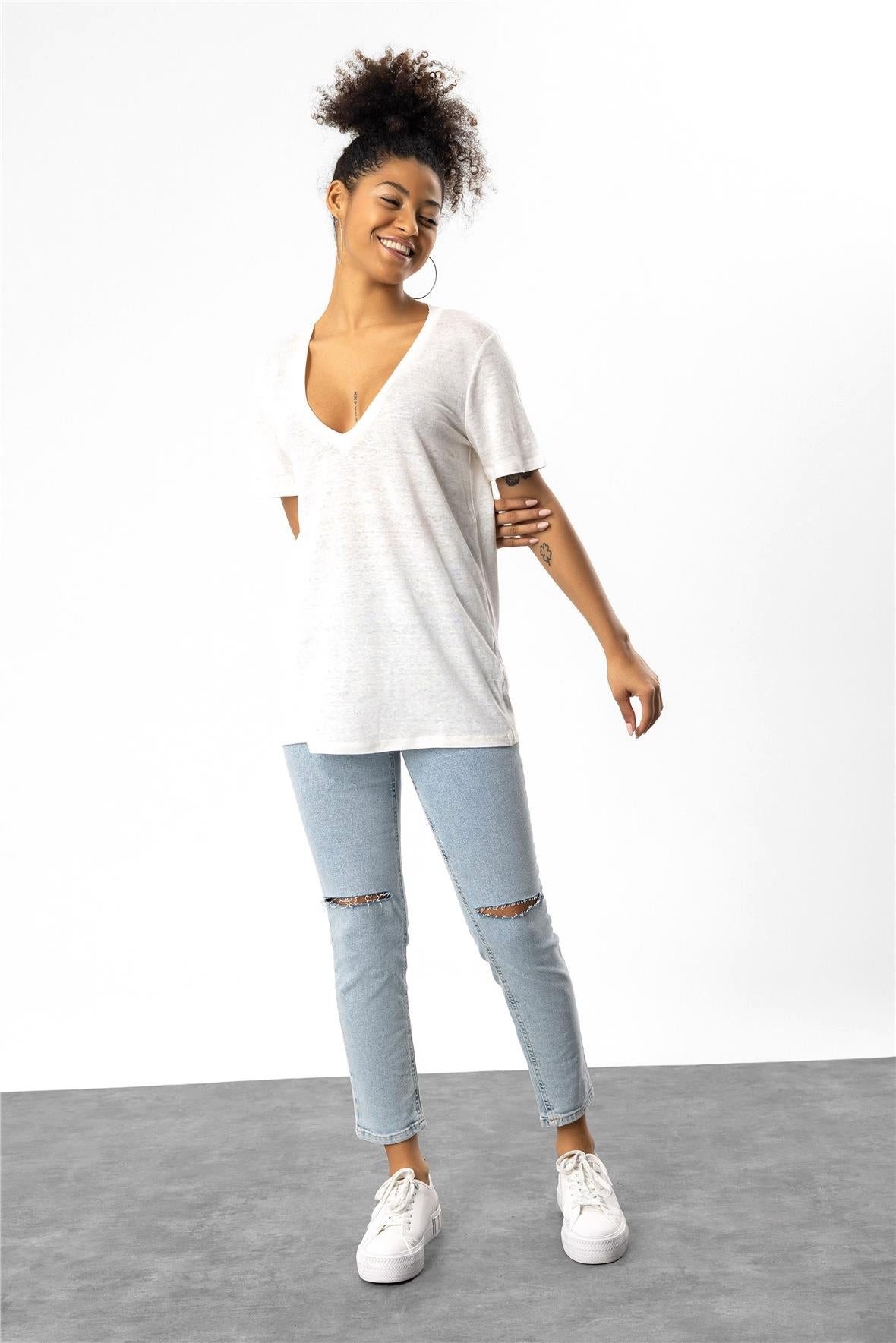 No Matter What T-Shirt Leinen-T-Shirt mit günstig online kaufen