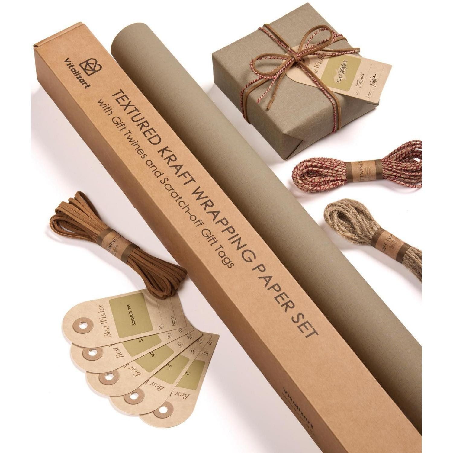 LuxusKollektion Geschenkpapier Geschenkpapier Rolle Braun 76x5m mit Bändern & Anhänger, (1St)