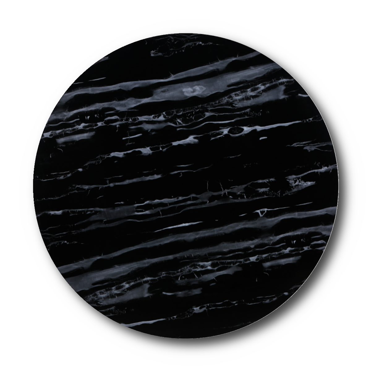 HOOZ Tischplatte Glasplatte Ø70x0,6 cm mit Facettenschliff - Marmoroptik schwarz, rund