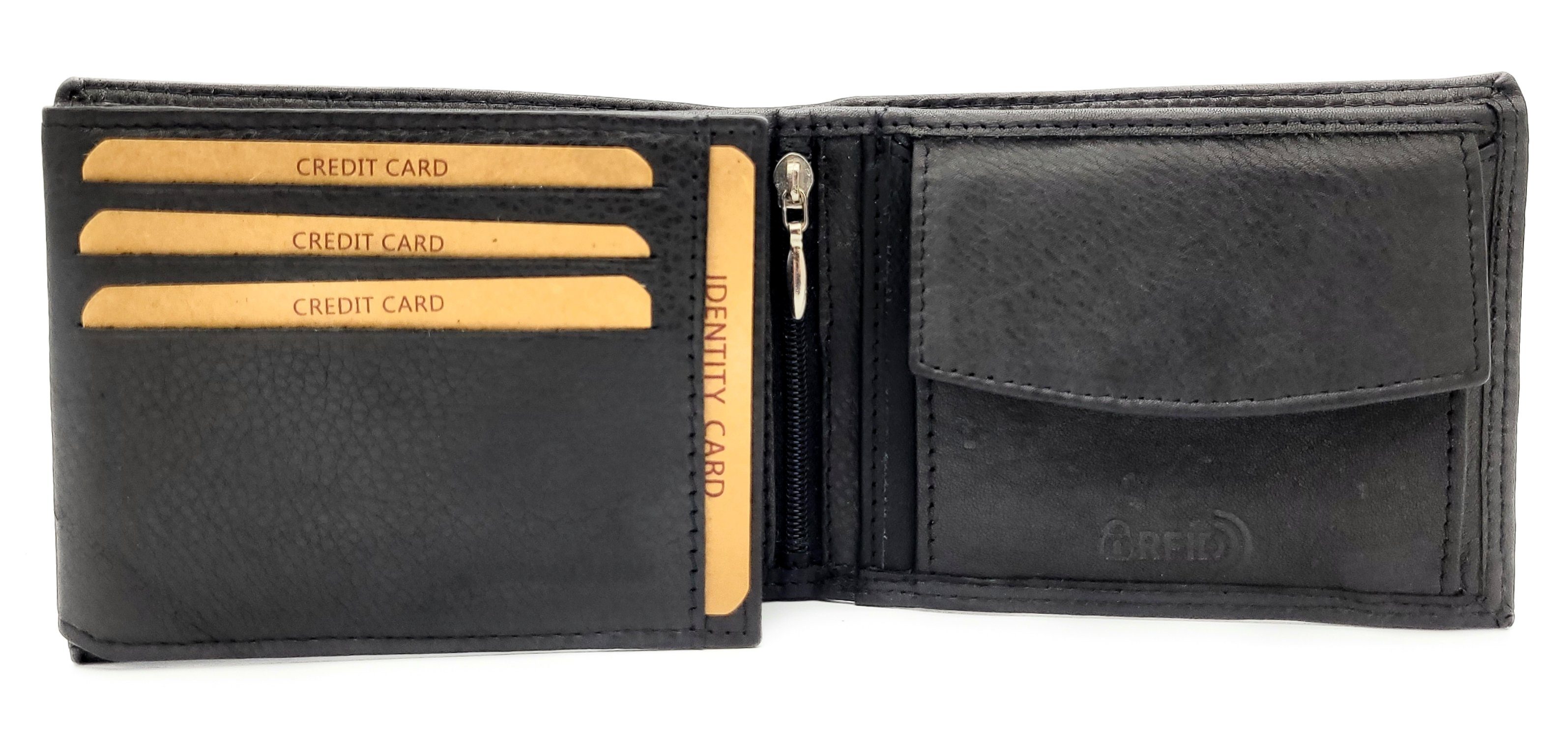McLean Geldbörse echt Leder Herren mit RFID Portemonnaie Reißverschlussfach Volllederausstattung innen, Schutz