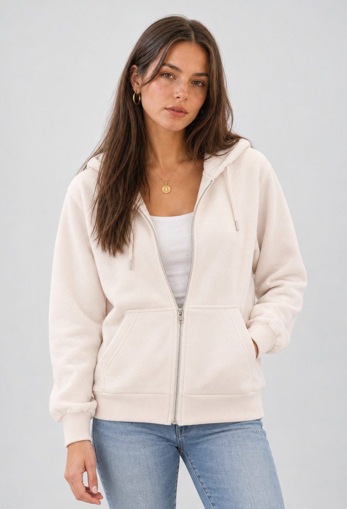 S&S Kapuzensweatjacke Damen Kapuzenpullover mit Reißverschluss Hoodie Mädchen (Packung, 1-tlg., Damen) Sweatjacke mit Reißverschluss Kapuze und Eingrifftaschen