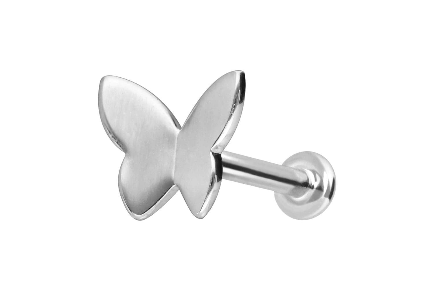 Piercing-Set 14 Karat Gold Labret mit Push Fit SCHMETTERLING
