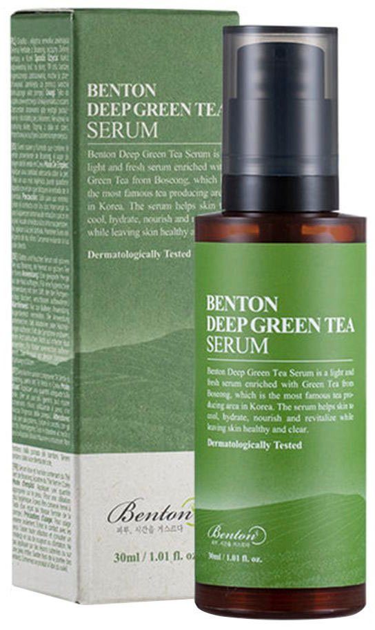 Benton Gesichtsserum DEEP GREEN TEA SERUM, spendet Feuchtigkeit, strafft und beruhigt die Haut, nicht klebrig.