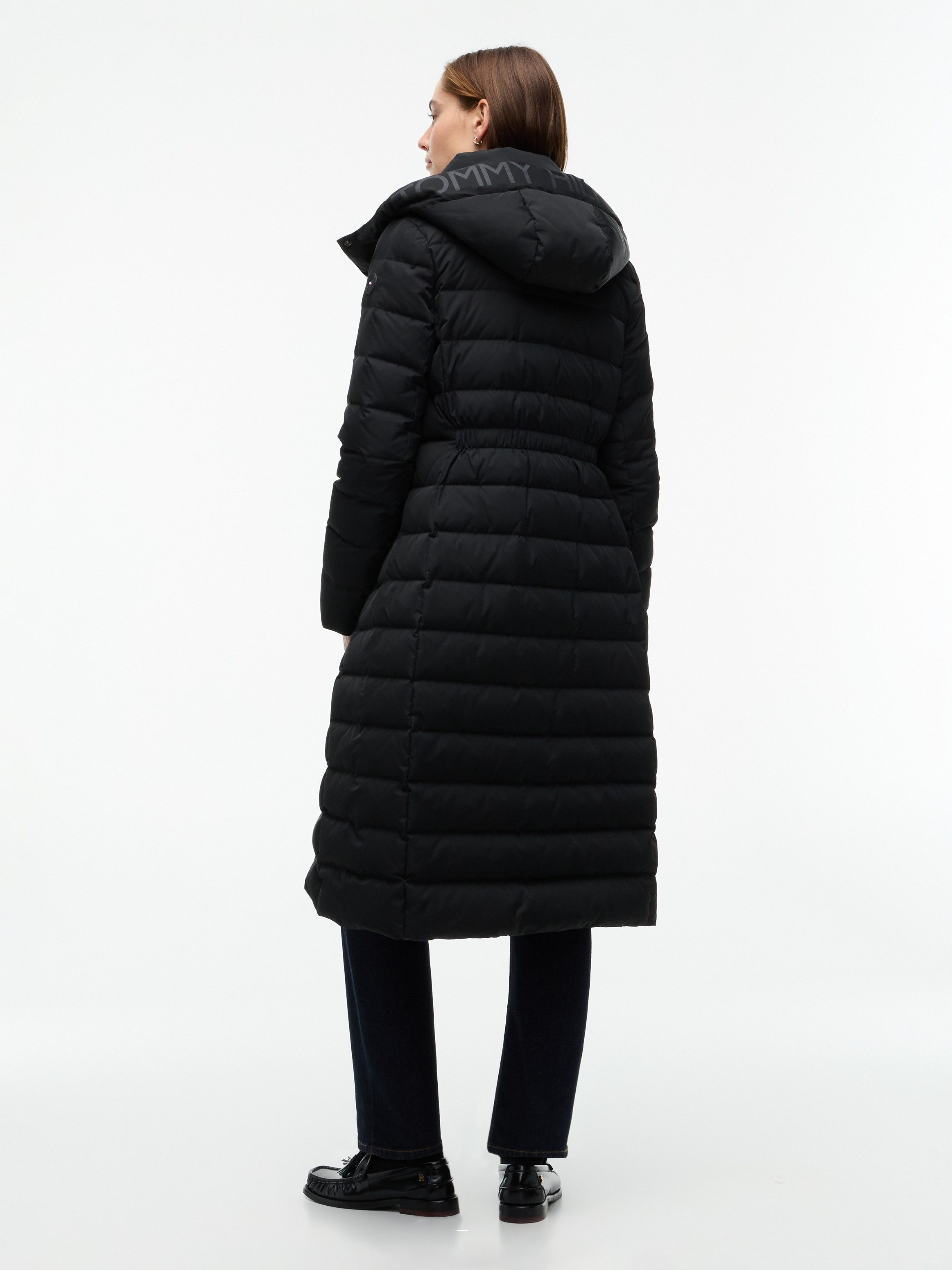 Tommy Hilfiger Steppmantel DOWN BRANDED FITTED MAXI COAT Kunstfaser